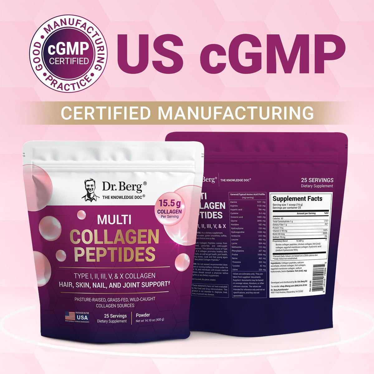 Dr Berg Multi Collagen Peptides Powder Types I II III V X - Dr. Berg Nutritionals Official Imagery - 6