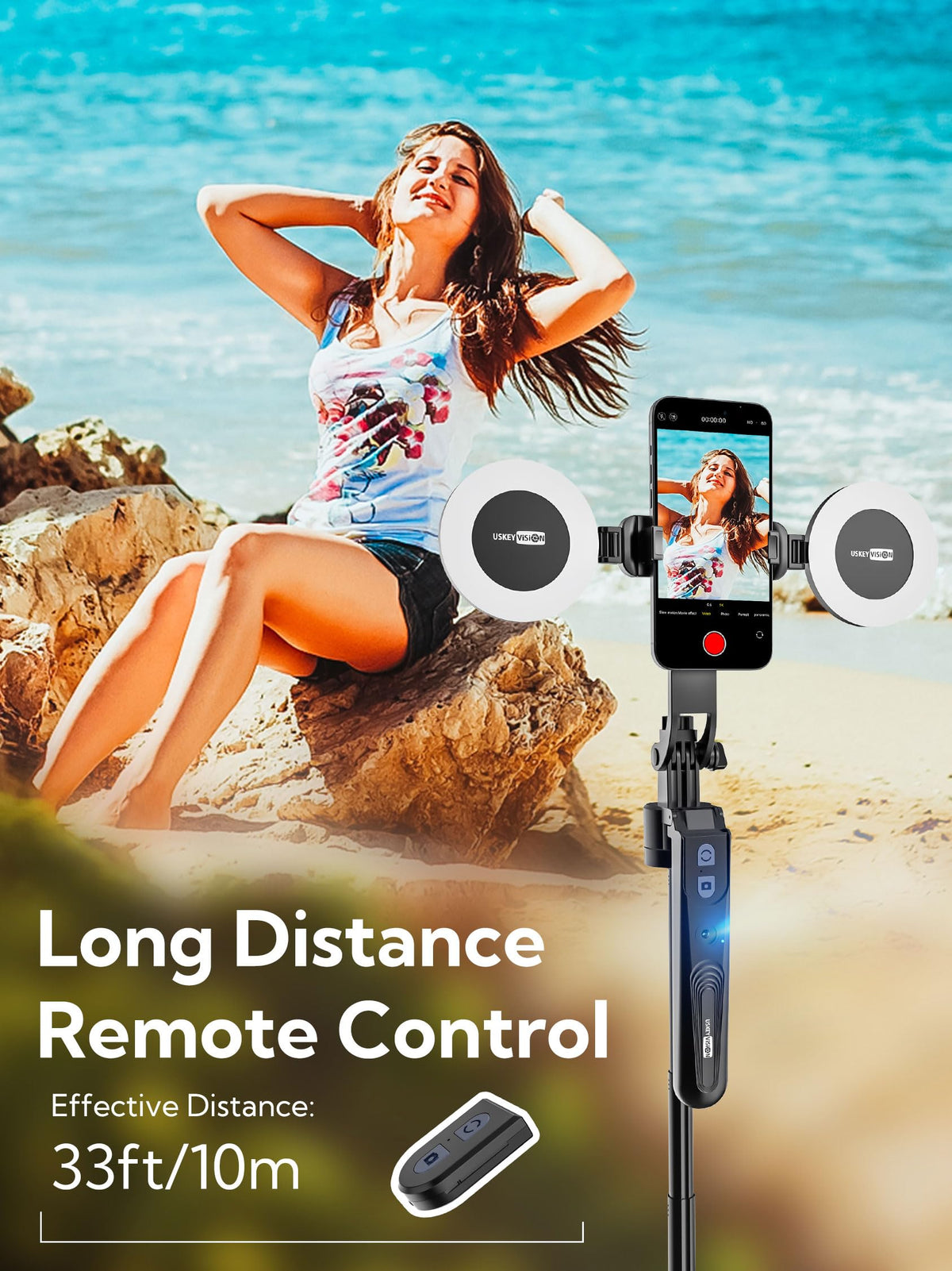 70 9 Auto Face Tracking Tripod 360 Rotation w Light - USKEYVISION Official Imagery - 7
