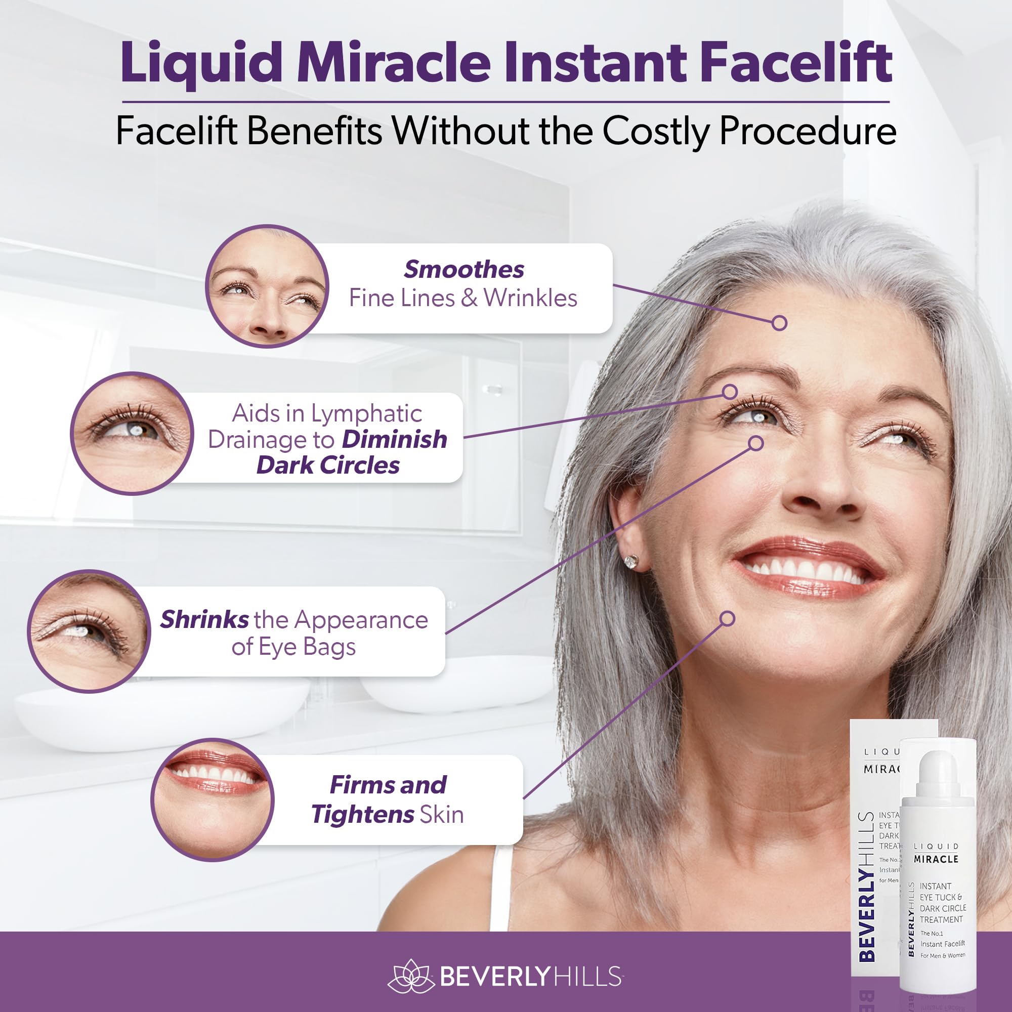 Beverly Hills Instant Facelift Anti Aging Eye Serum Treatment for Dark Circles, Puffy Eyes, Wrinkles, Under Eye Bags, Fine Lines, and Crows Feet | 30mL (120 Days Supply) - BEVERLY HILLS Official Product View 4