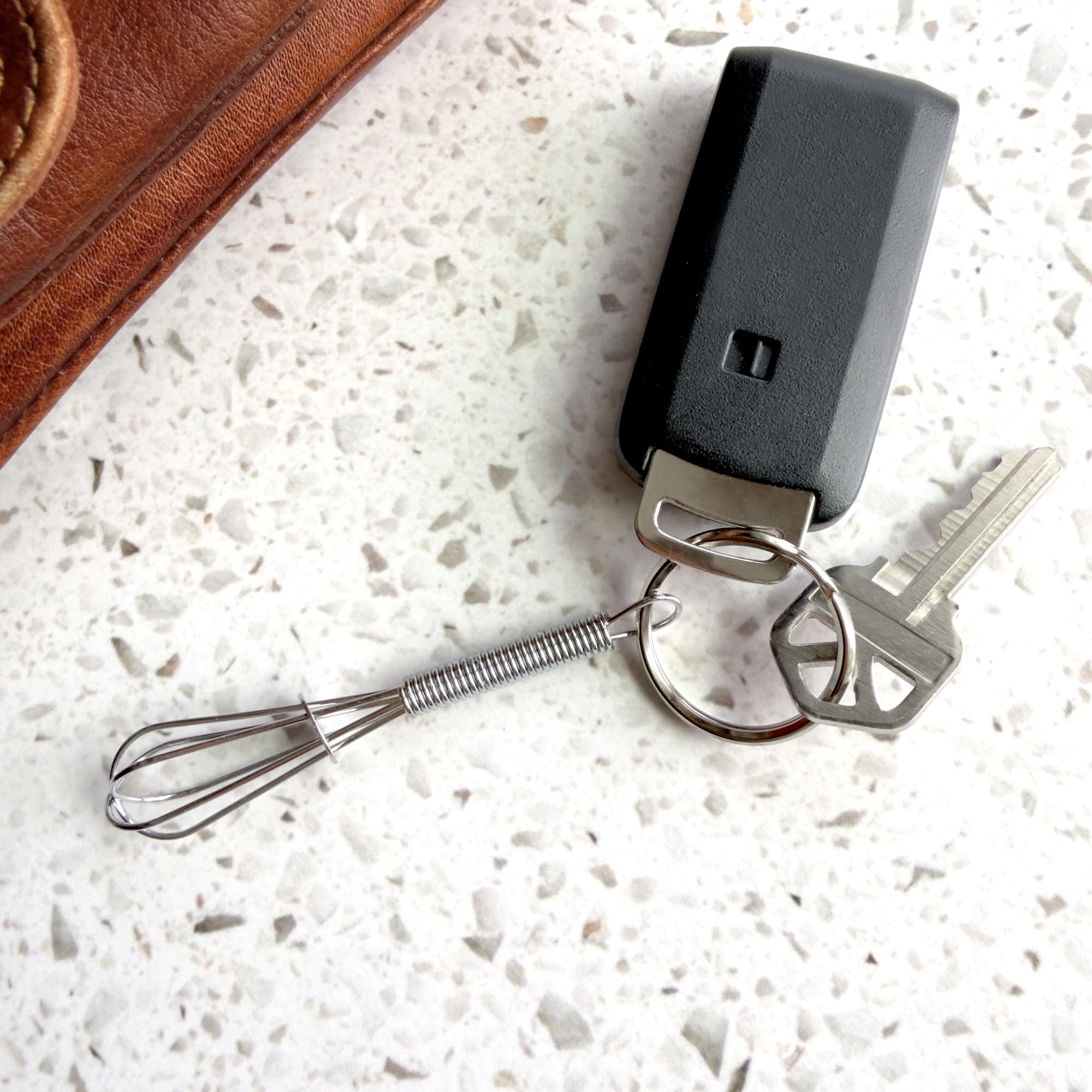 R&M Mini Whisk Keychain 3.5" – Chrome Plated Kitchen-Themed Key Ring G - View 2