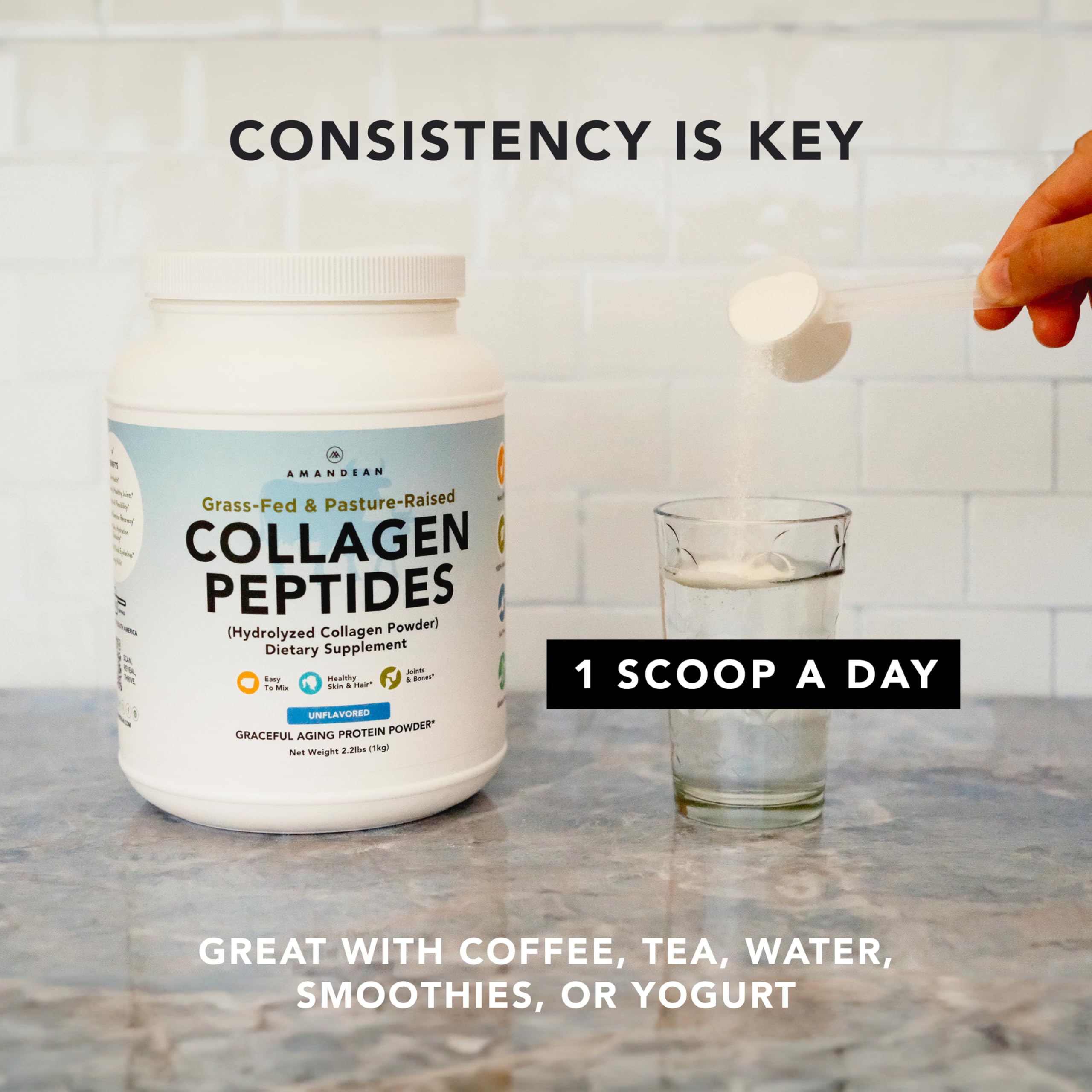 AMANDEAN Collagen Peptides Powder Grass Fed Hydrolyzed Type - AMANDEAN Official Imagery - 5