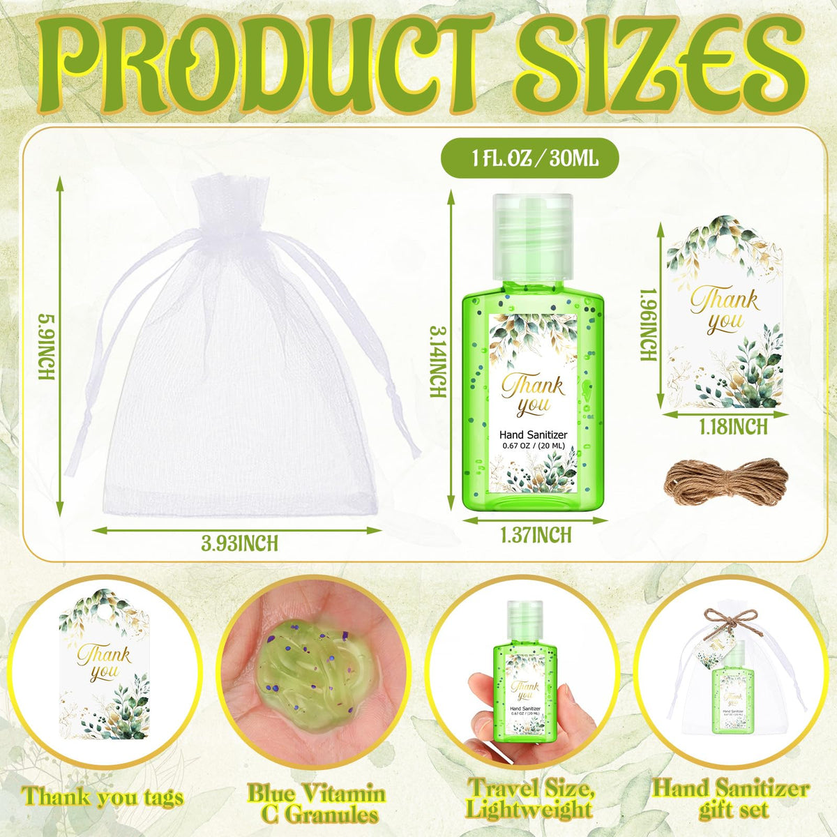Frienda 72 Pcs Thank You Hand Sanitizers Gift Set Eucalyptus - Frienda Official Imagery - 3