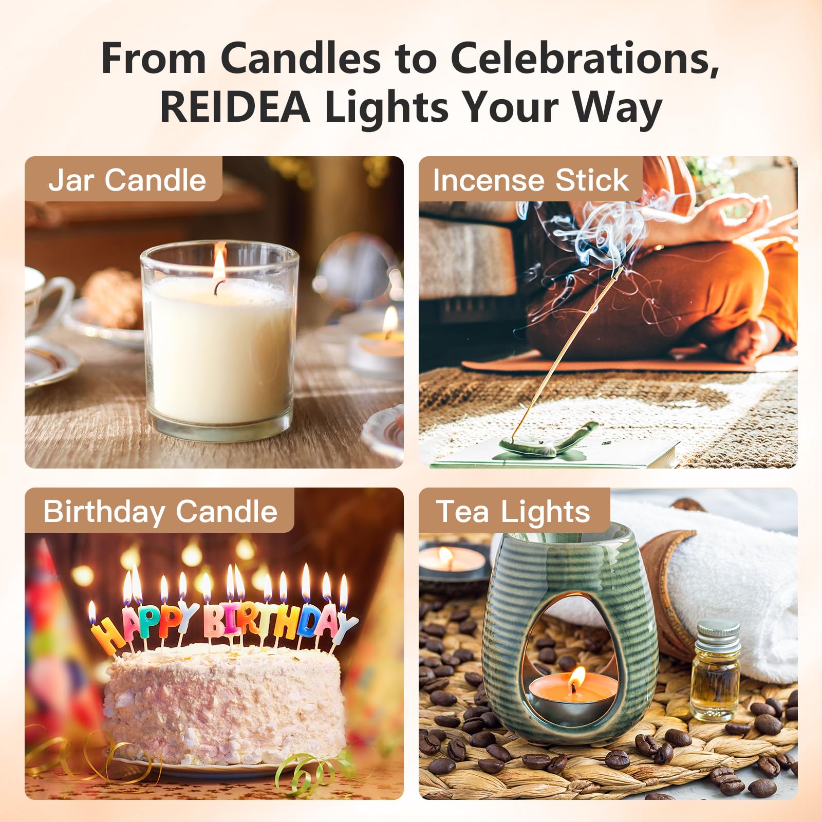 REIDEA Candle Lighter Rose Gold, Long USB Rechargeable Electronic by REIDEA - Angle View 5
