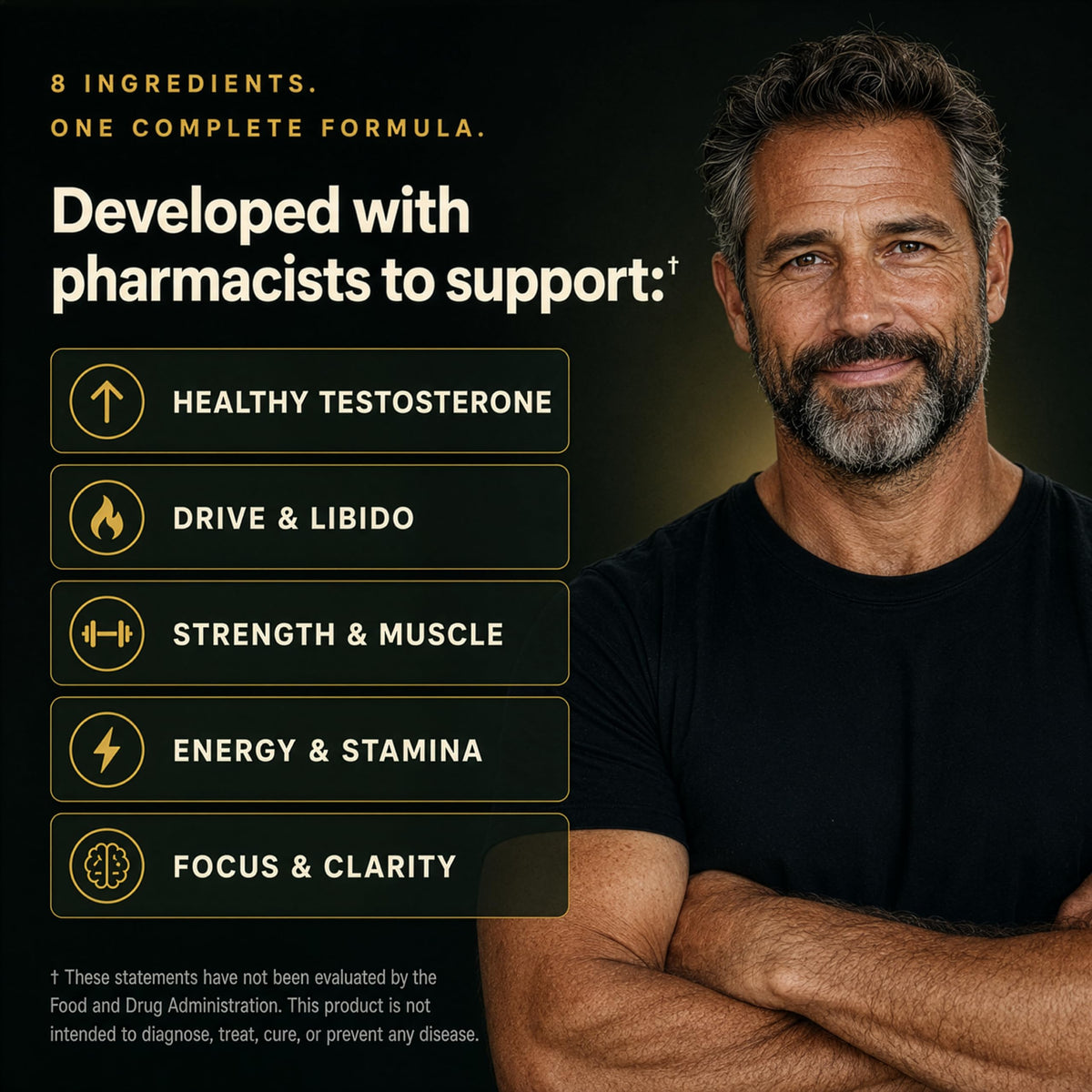 Testosterone Booster for Men 1 450mg 8 in 1 700mg Tongkat - Plus+Ultra Official Imagery - 3