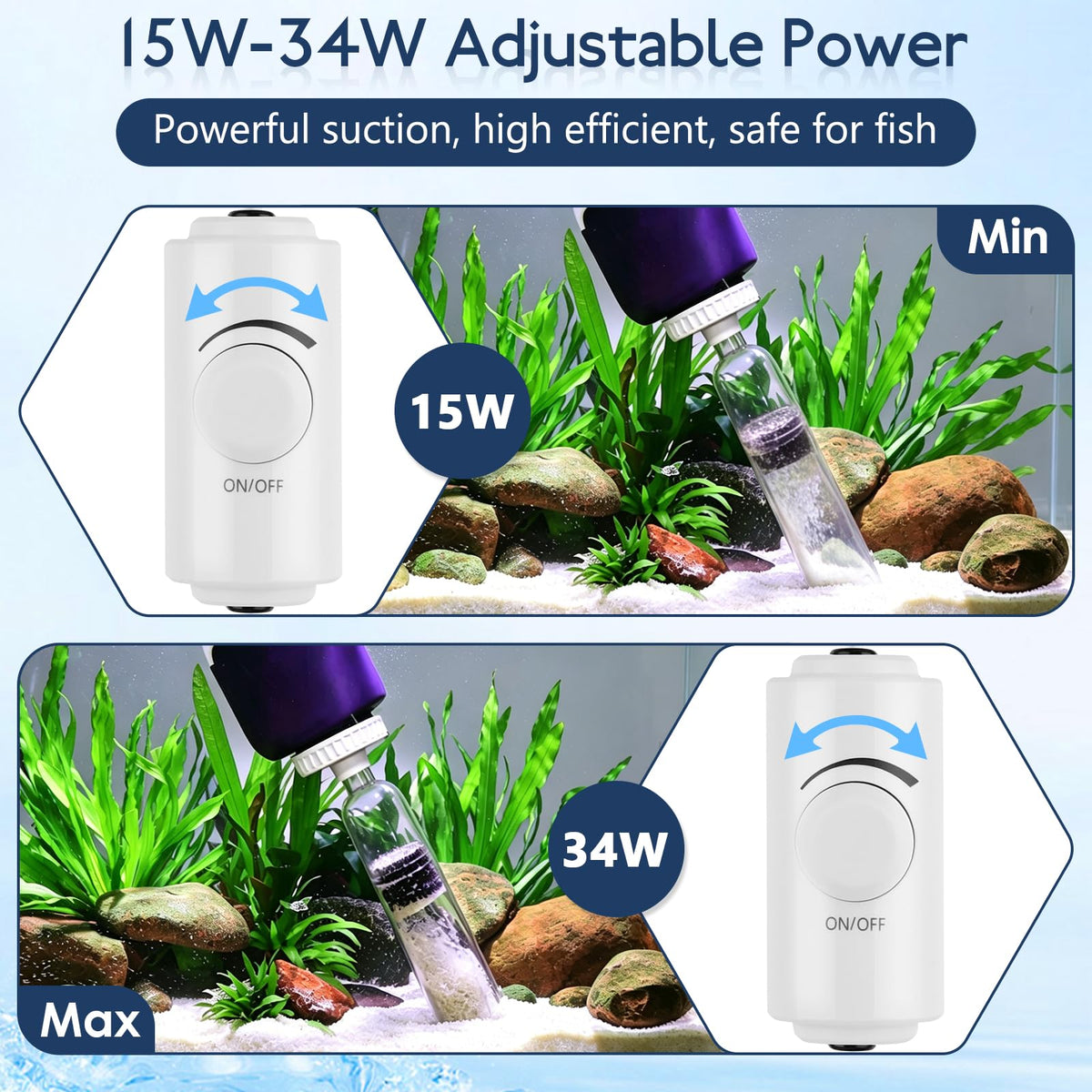AQQA 600 GPH Electric Aquarium Gravel Cleaner 6 in 1 Fish - AQQA Official Imagery - 4