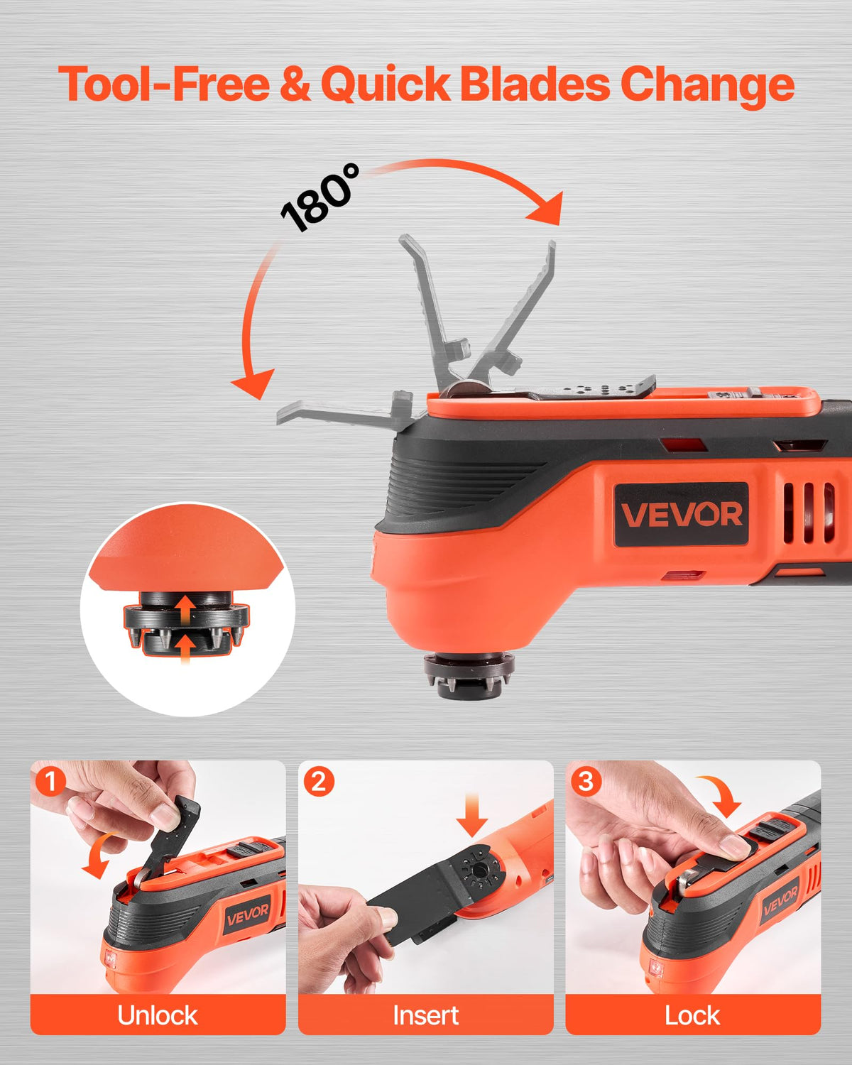 VEVOR Cordless Oscillating Tool 12V Multitool Oscillating - VEVOR Official Imagery - 7