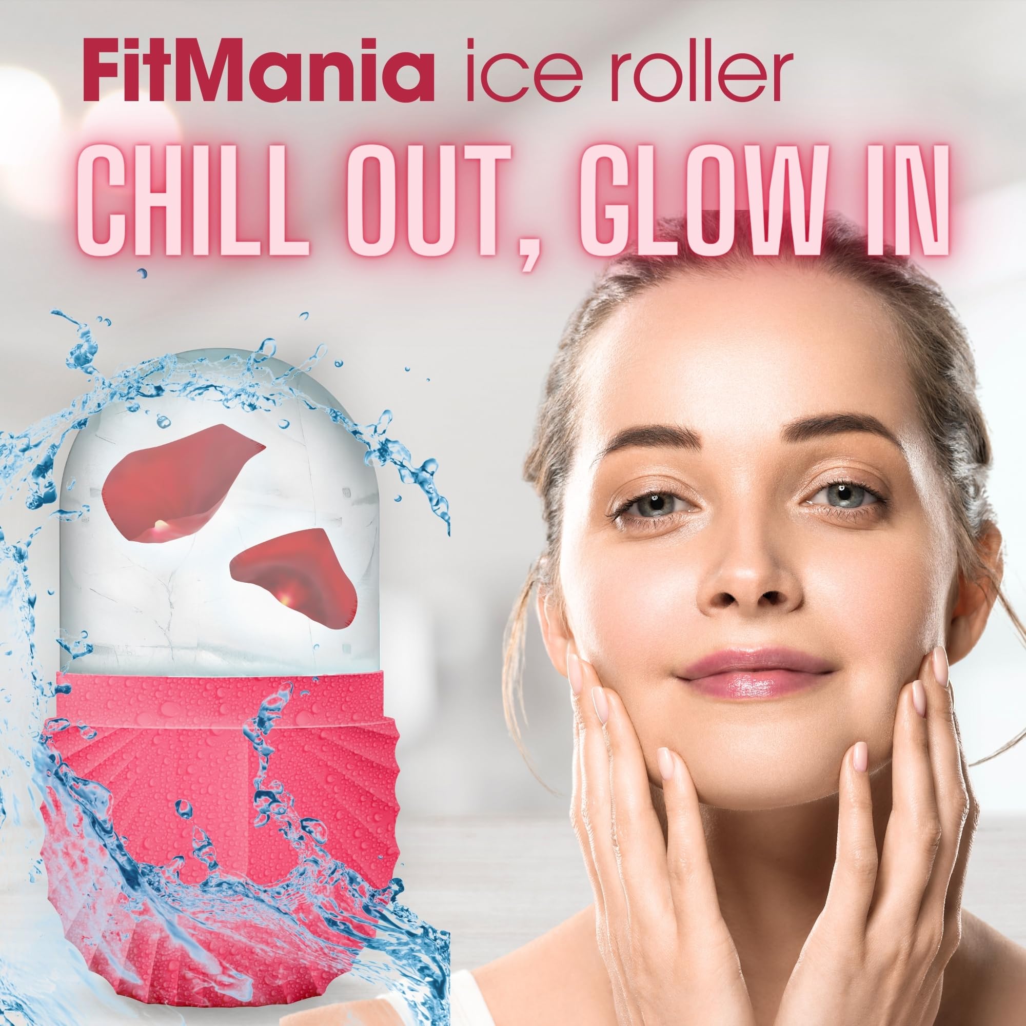 FitMania Ice Roller for Face with two premium heads, facial massager for cooling and soothing skin treatment.