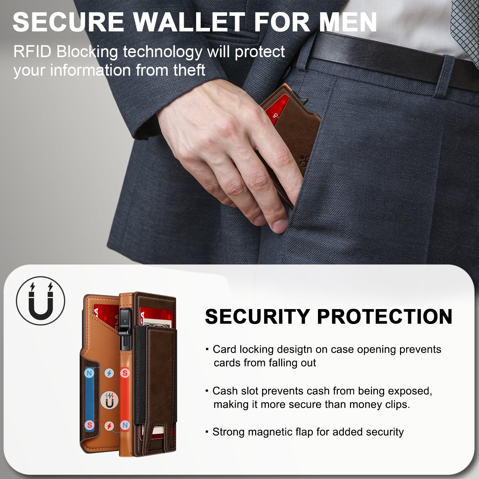 SEMORID RFID Slim Pop-Up Wallet for Men – 13 Cards