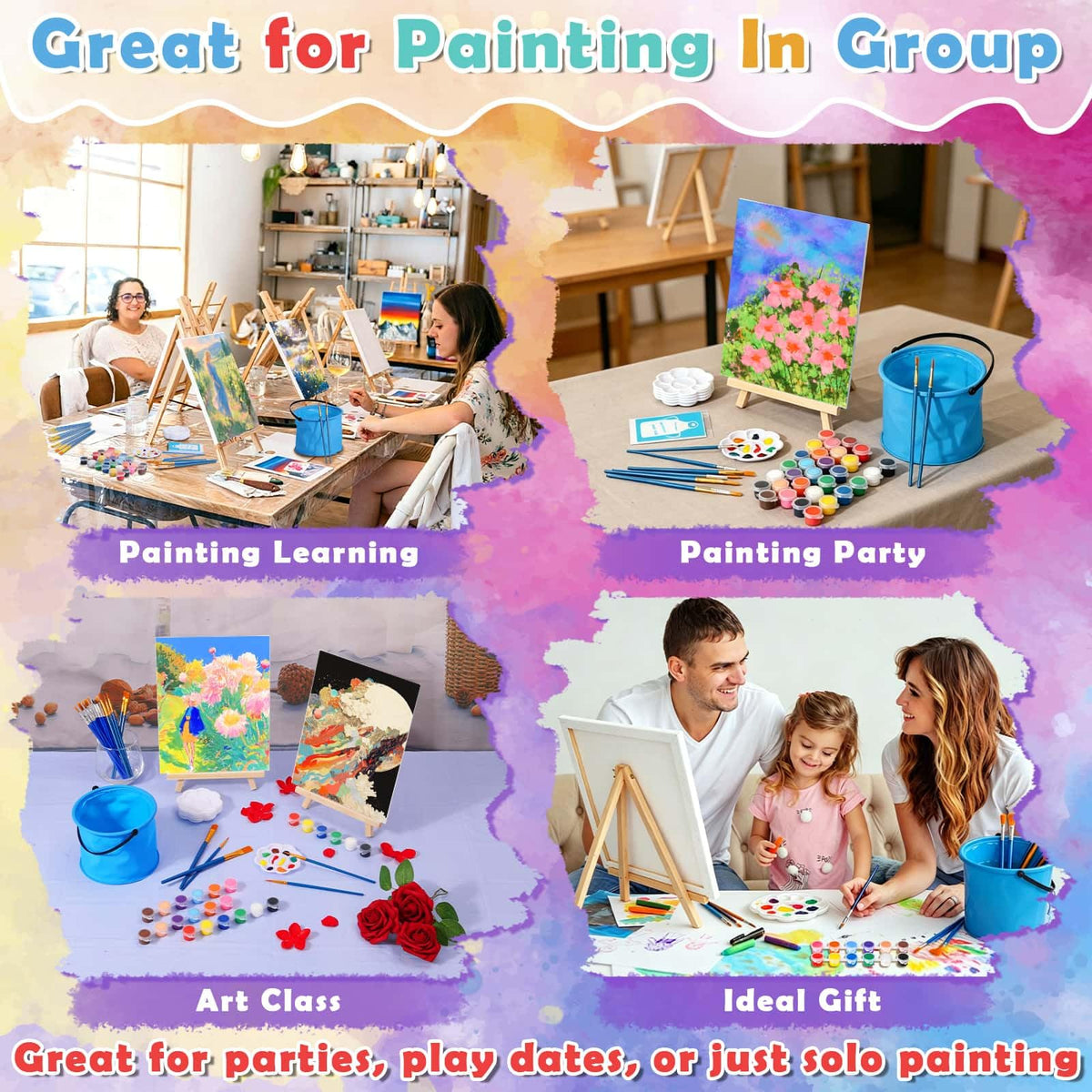 6 Pack 8x10 Canvas Painting Kit 75 PCS Sip and Paint Kit - Flasoo Official Imagery - 8