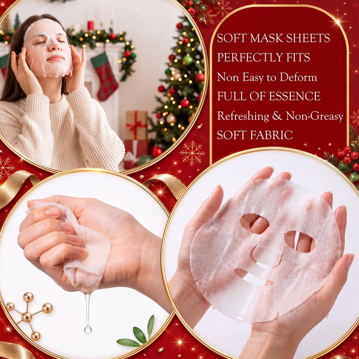 Loopeer 24 Pcs Christmas Facial Masks for Stocking Stuffers - Loopeer Official Imagery - 5