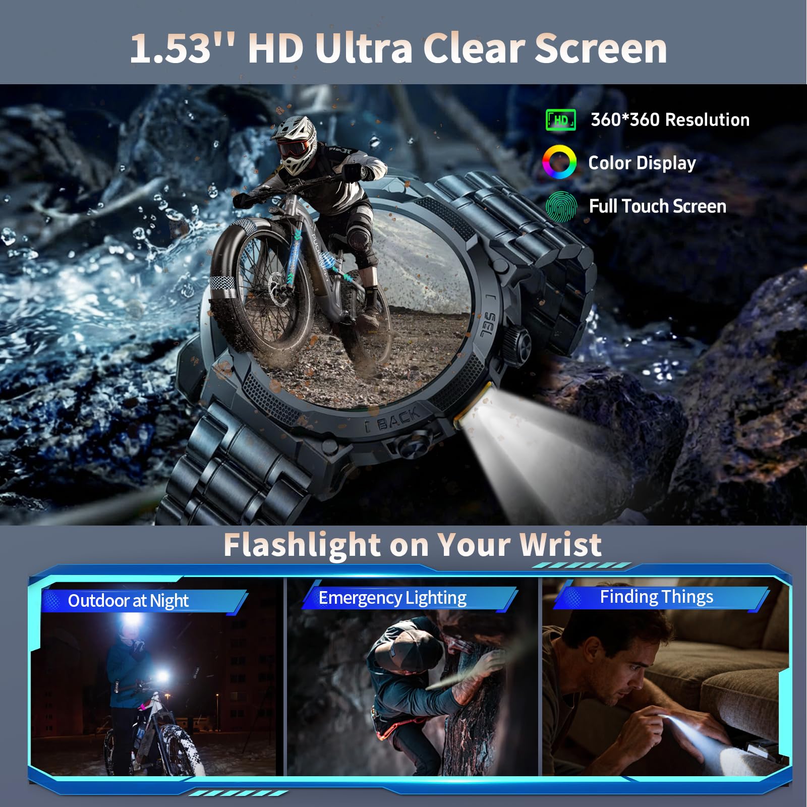 Soudorv Military Smart Watch for Men, 50+ Day Battery Life, Bluetooth - View 4