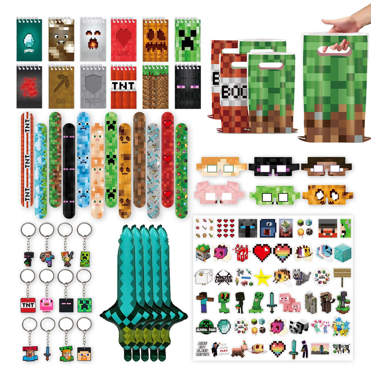 120 PCS Party Favors for Pixel Theme Birthday Party Supplies - Youkali Official Imagery - 2