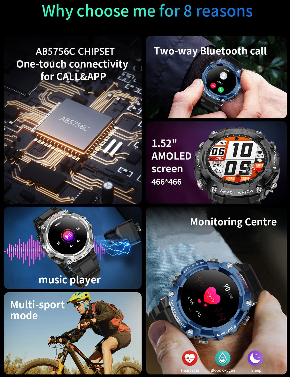 Smart Watch with Earbuds for Men Smart Watches for Android - ATEVIX Official Imagery - 4