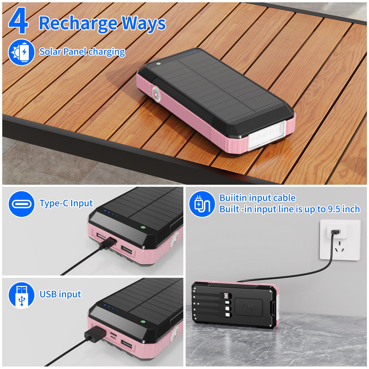 Solar Power Bank 49800mAh Portable Charger with Built in 4 - FCJZX Official Imagery - 5