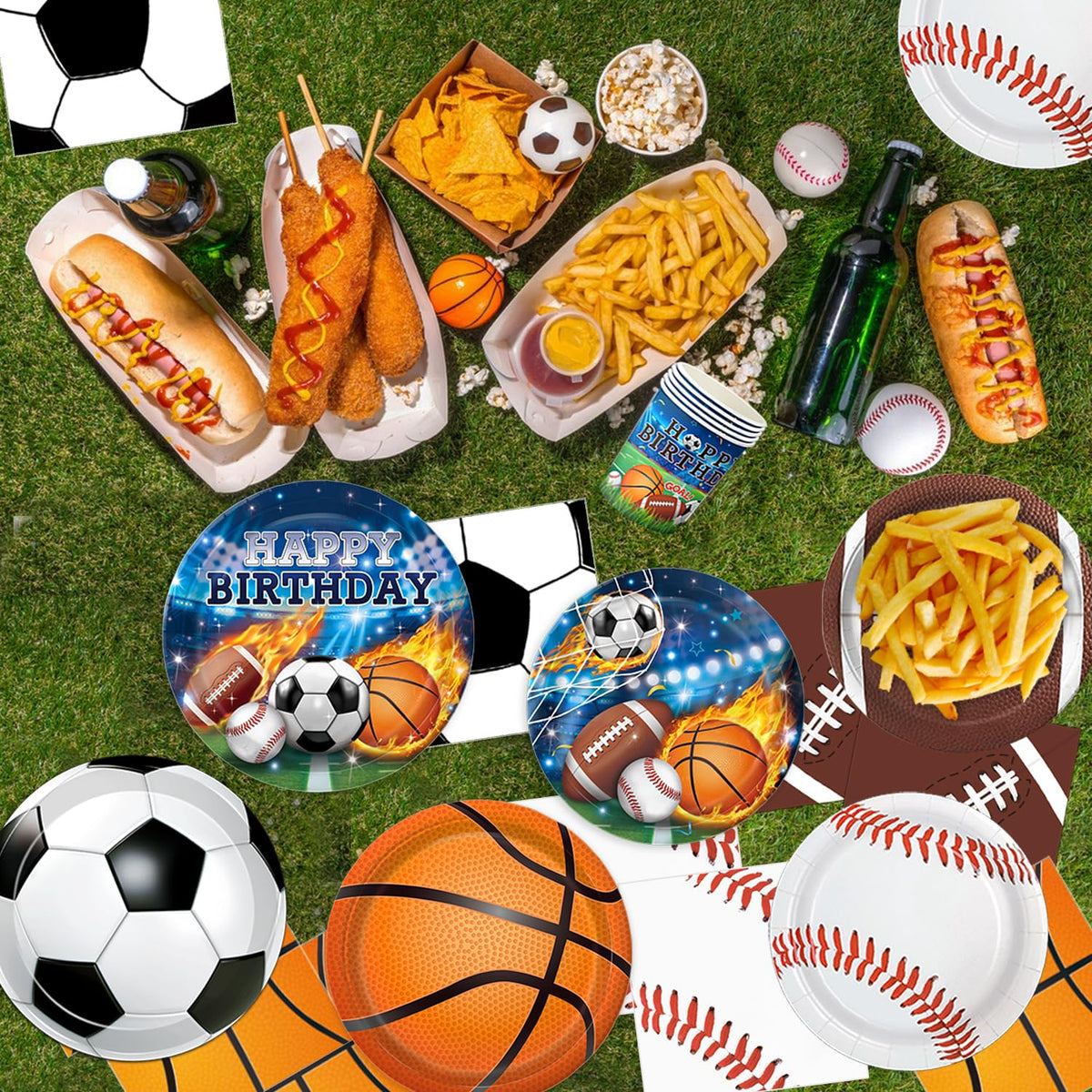 191 PCS Sports Birthday Party Decorations Includes Plates - LINHAXM Official Imagery - 5