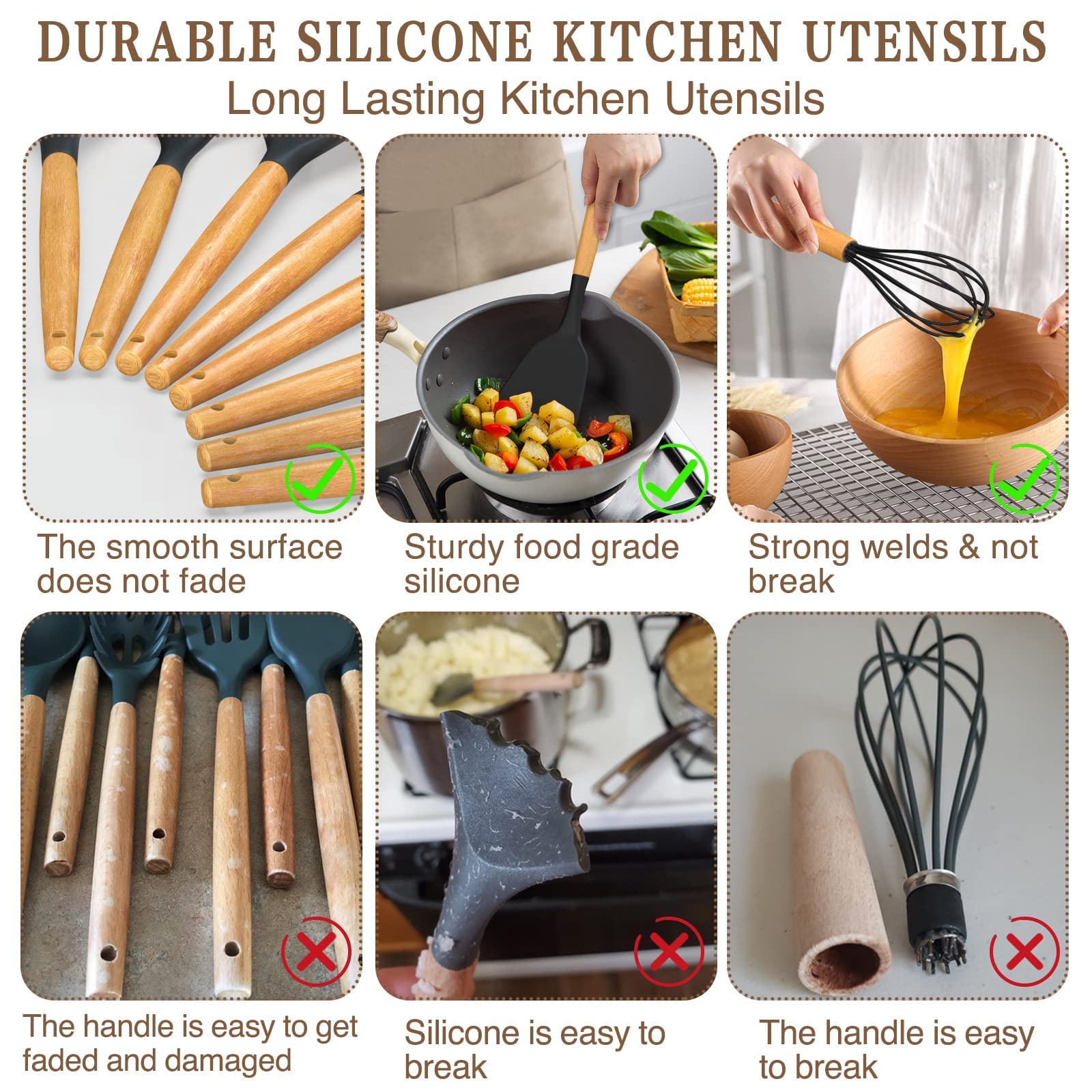 Umite Chef Kitchen Cooking Utensils Set, 33 pcs Non-Stick Silicon - Umite Chef Official Product View 6