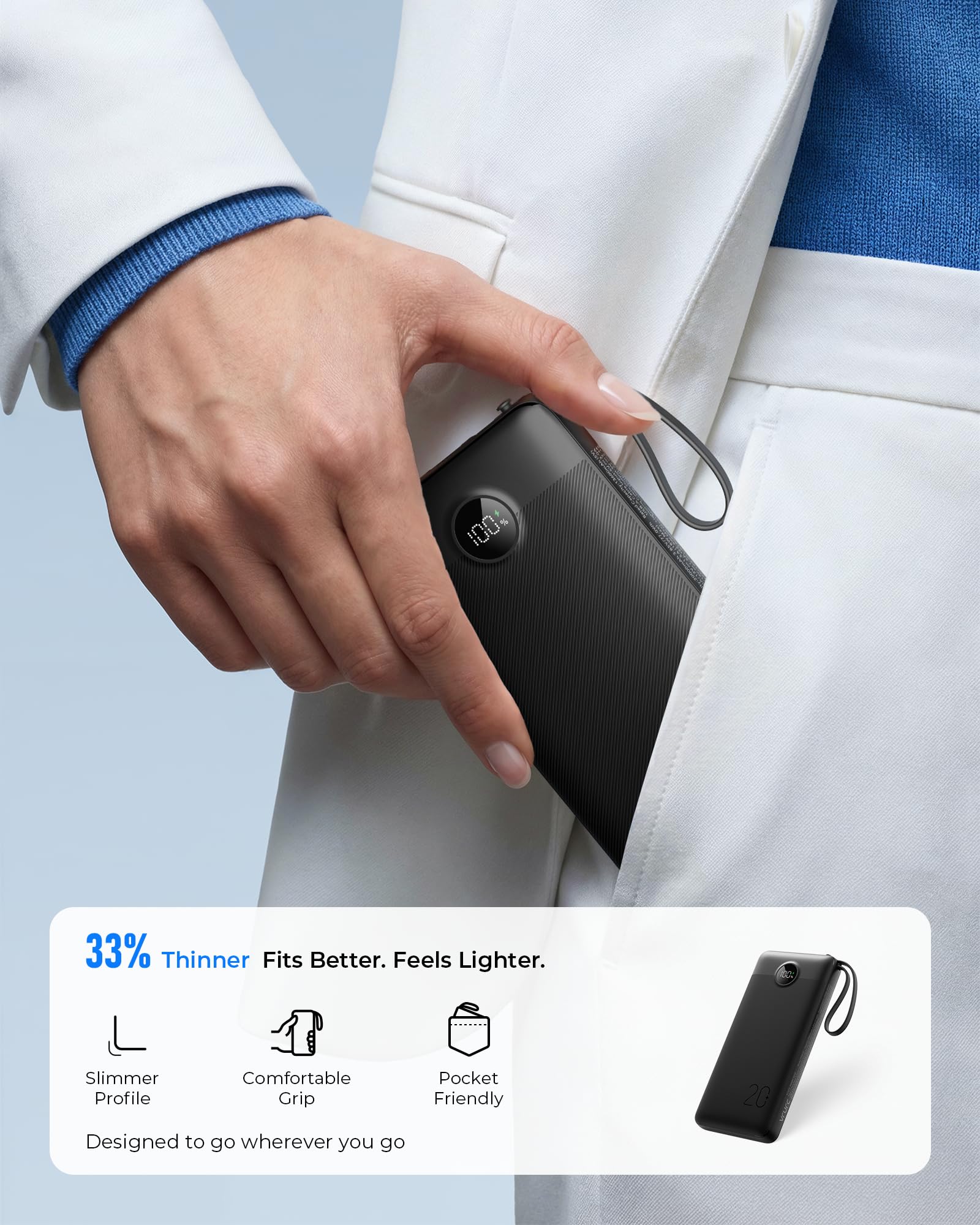 VRURC Portable Charger 4 Built in Cables 20000mAh Fast - VRURC Official Imagery - 6