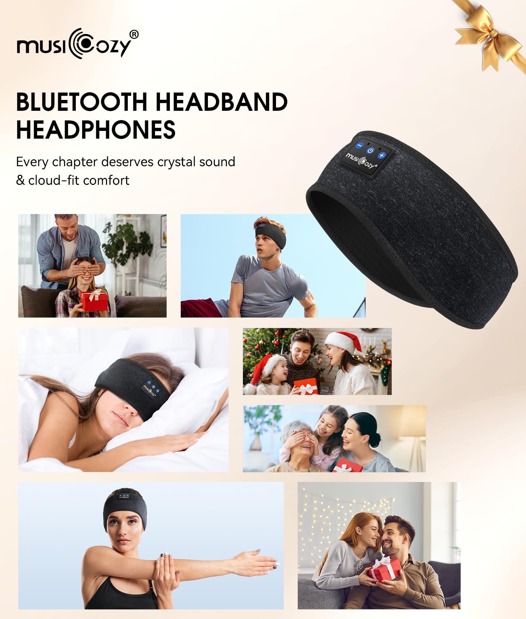 MUSICOZY Bluetooth 5.4 Sleep Headphones Headband Sports Wireless by MUSICOZY - Angle View 8