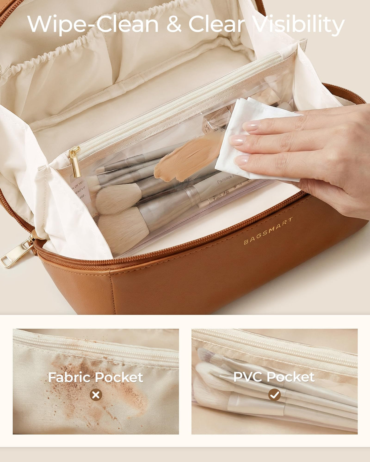BAGSMART Makeup Bag Travel Cosmetic Bag Women Toiletry Case - BAGSMART Official Product Imagery - 5