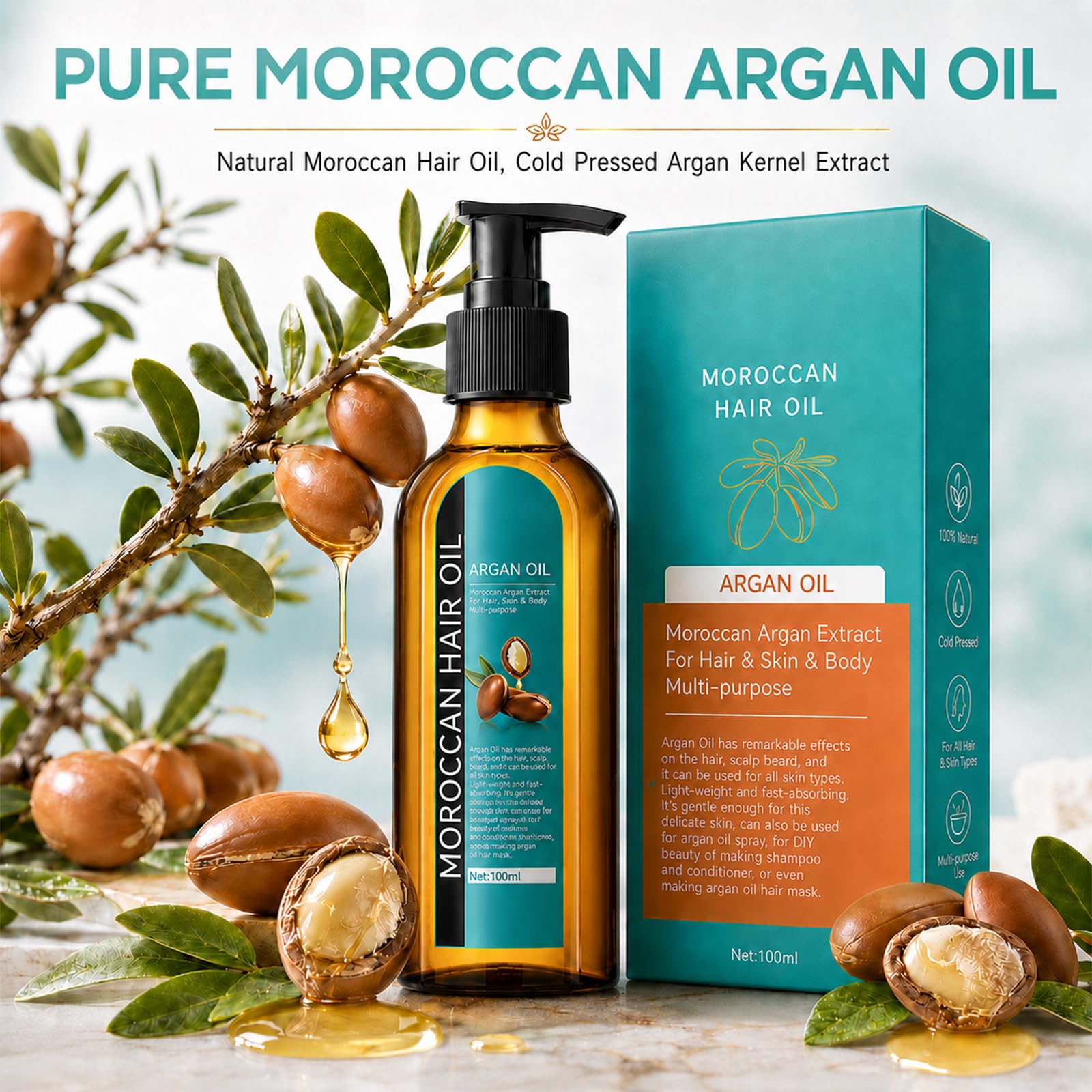 TRIMYFITER Argan Oil, Hair Oil for Frizzy Hair, Morroccan Hair Care Oil Natural - TRIMYFITER Official Product View 4