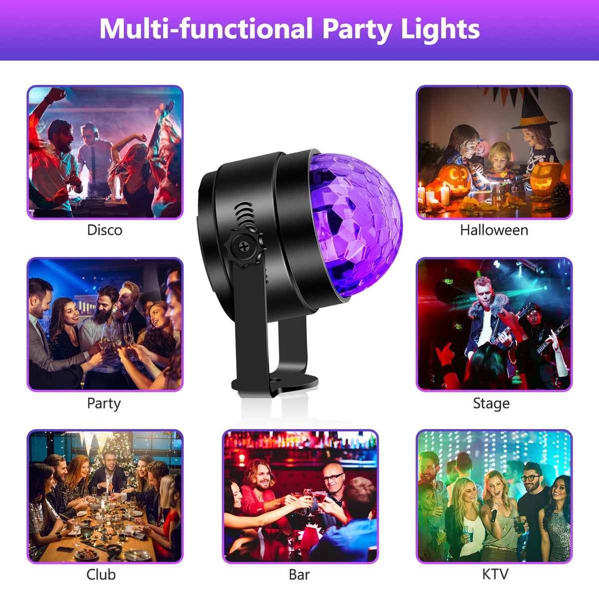 UV Black Lights for Glow Party 6W LED Disco Ball Strobe - Litake Official Imagery - 6
