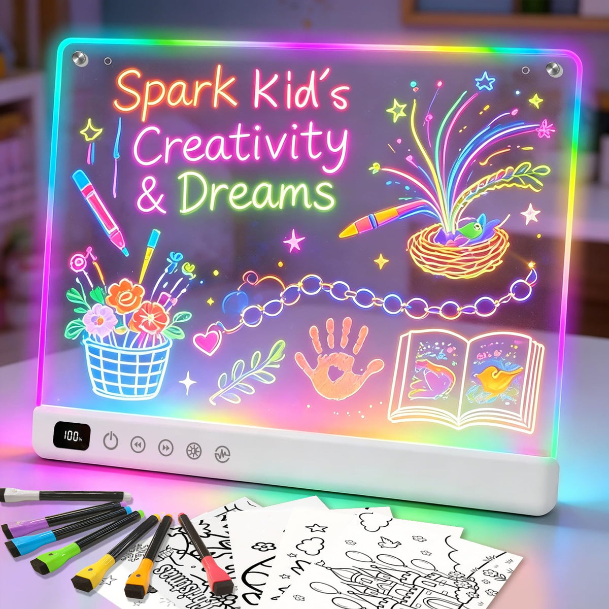Led Drawing Board with 13 Light Effects 16 Rechargeable Glow - Lumiboard Official Imagery - 1