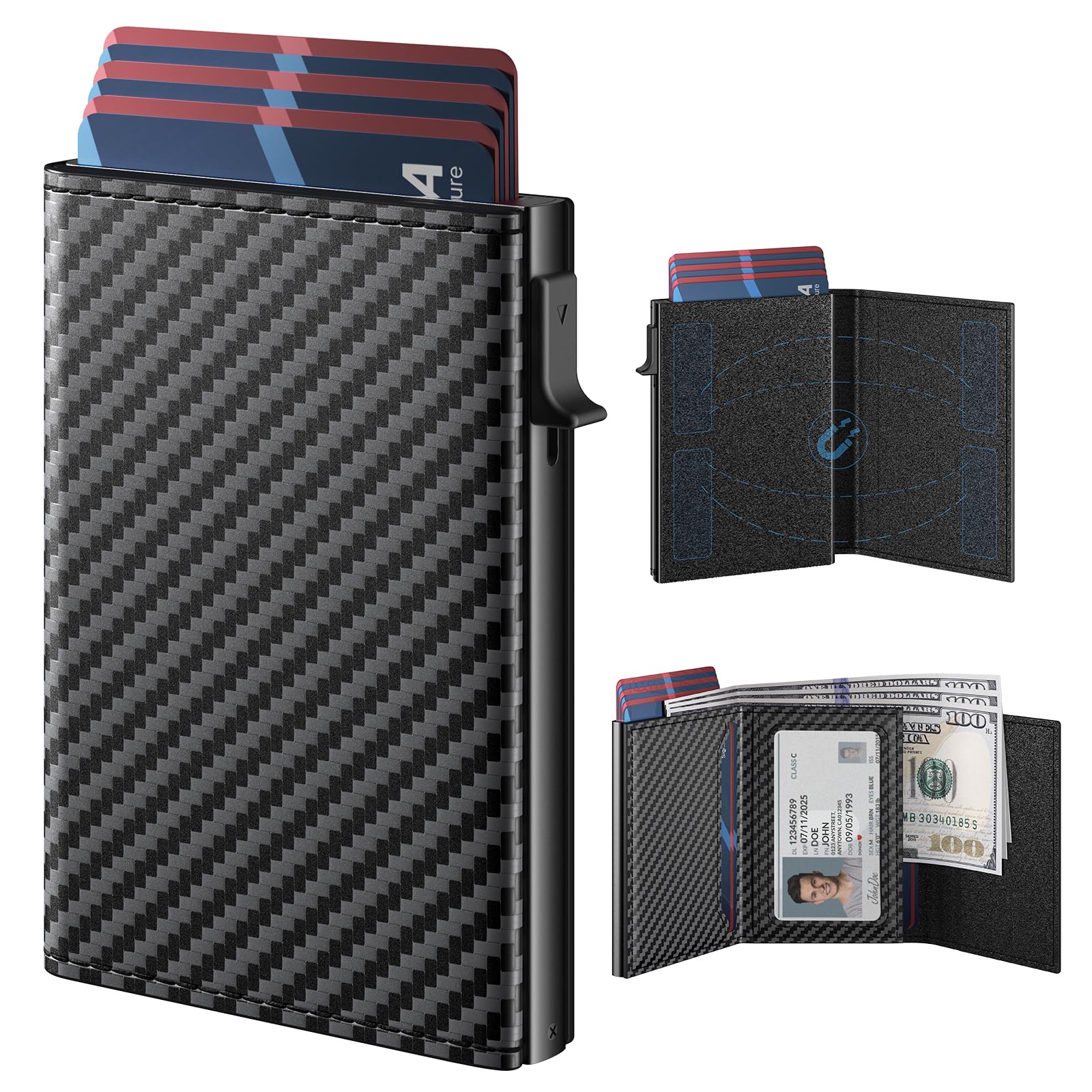 Typecase Pop-Up Aluminum RFID Wallet – Carbon Fiber