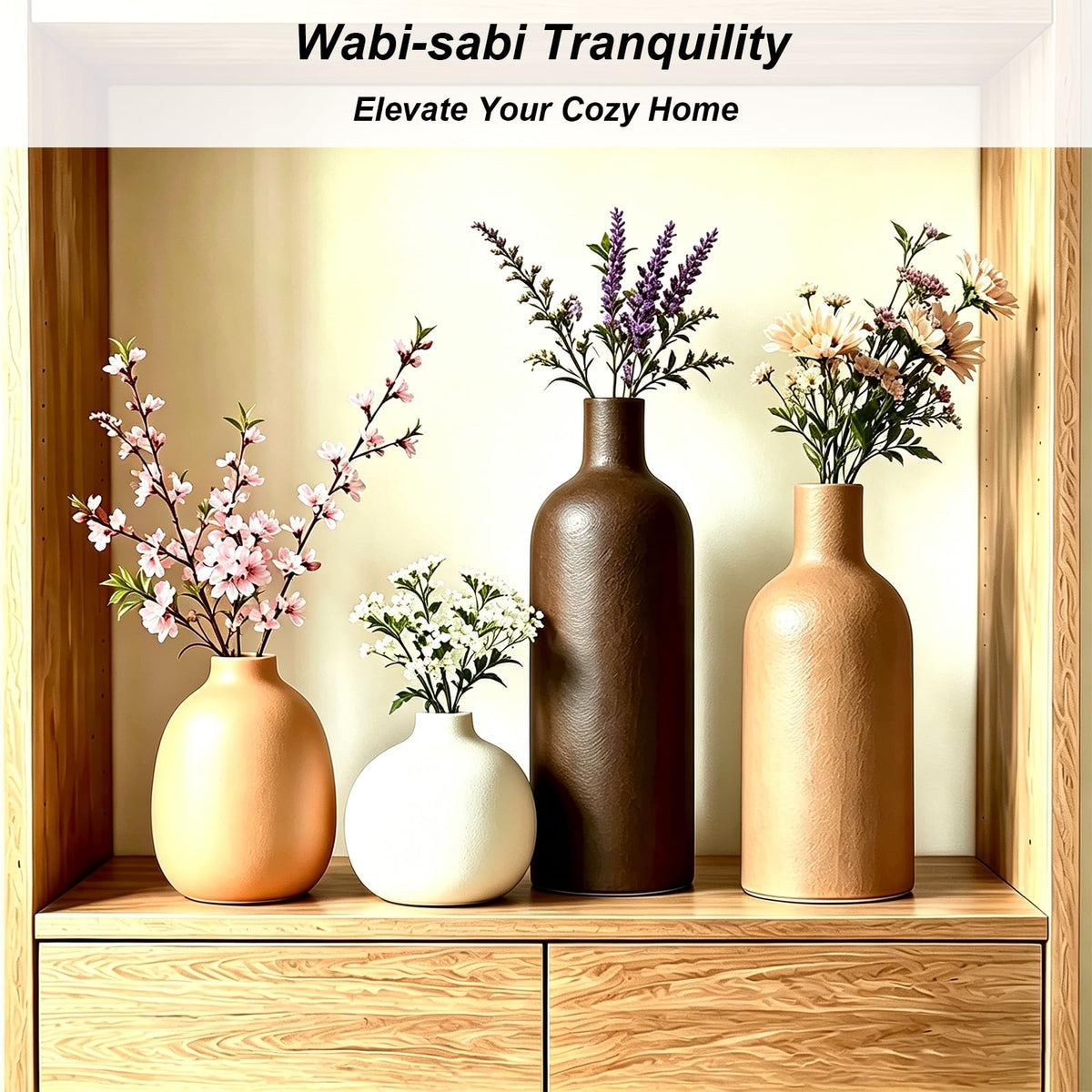 Upgraded Ceramic Vases Set for Home Decor 4 Piece Modern - EGBULL Official Imagery - 7