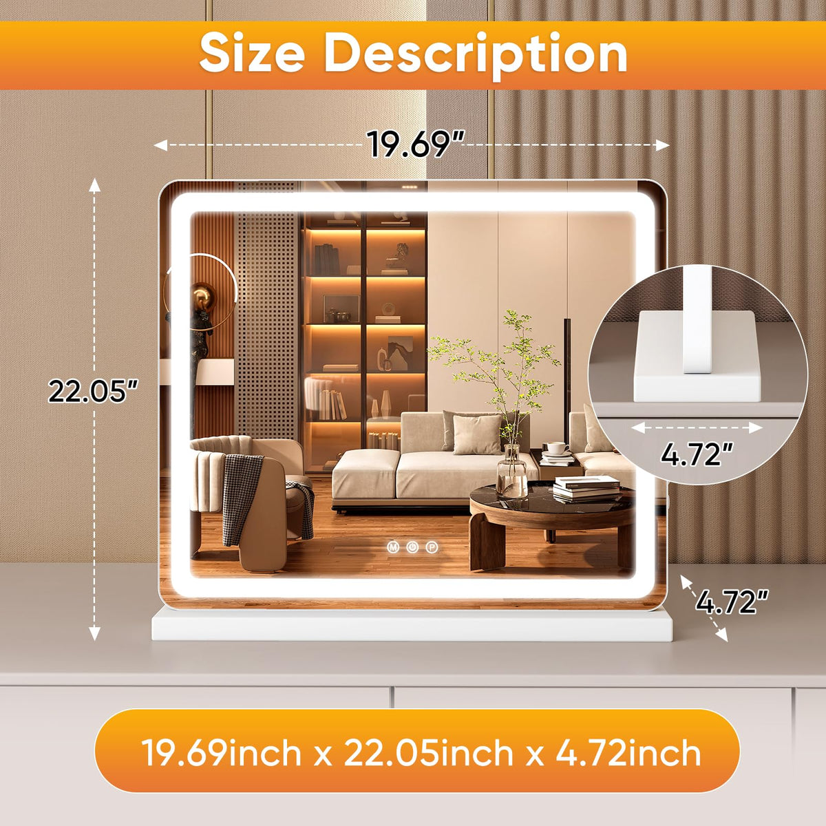 Sweetcrispy 19 x22 LED Vanity Mirror with Lights Lighted - Sweetcrispy Official Imagery - 3