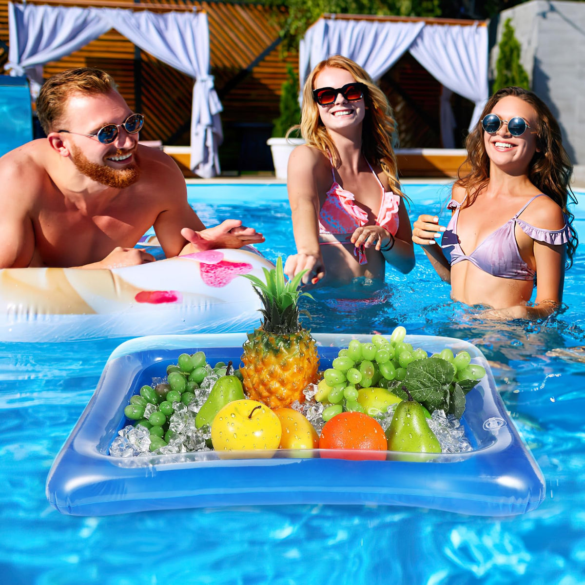 4pcs Inflatable Ice Serving Trays PVC Blue Portable Serving - BESTOYARD Official Imagery - 8