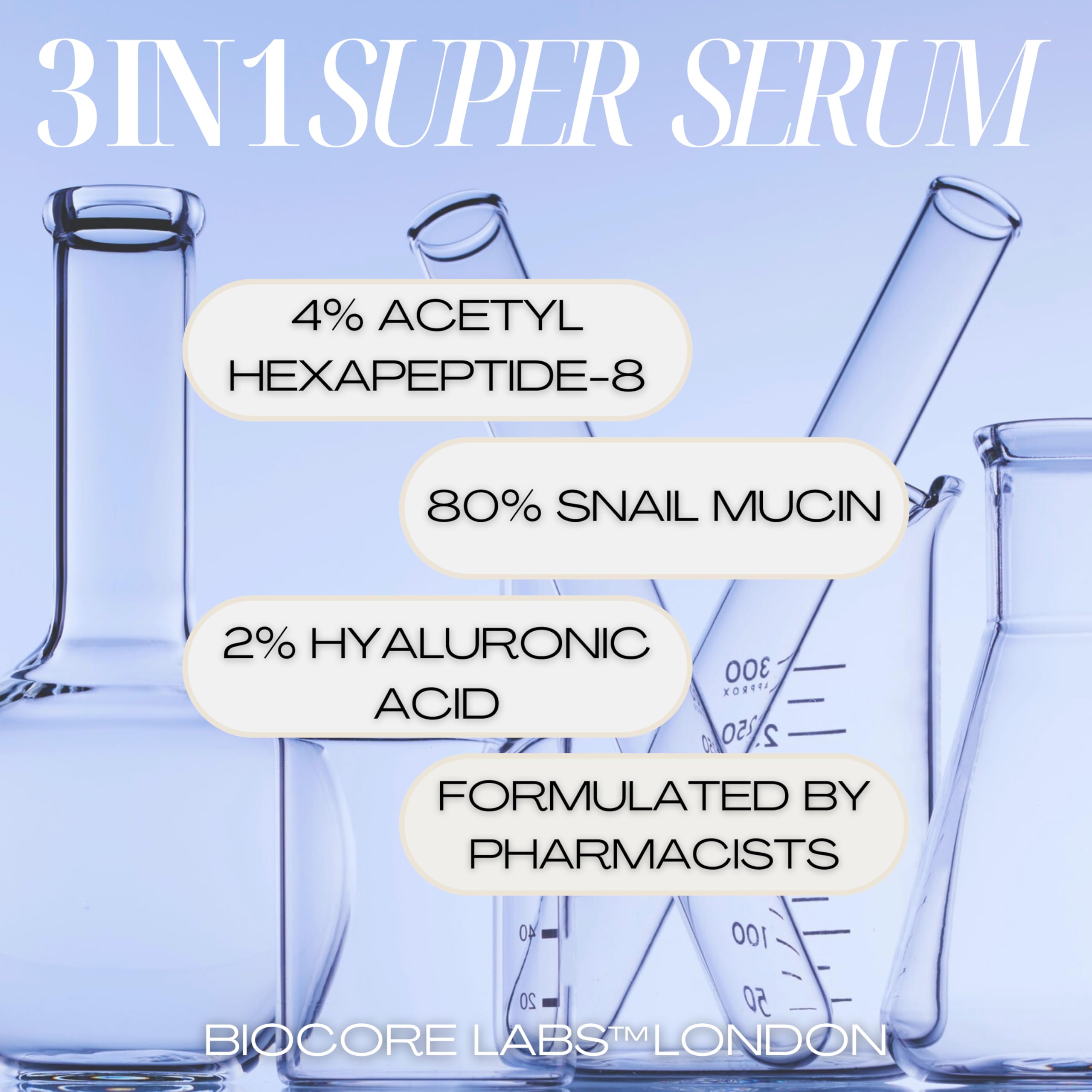 Advanced 3 IN 1 SNAIL MUCIN SUPER SERUM infused with FACELIFT - BIOCORE LABS