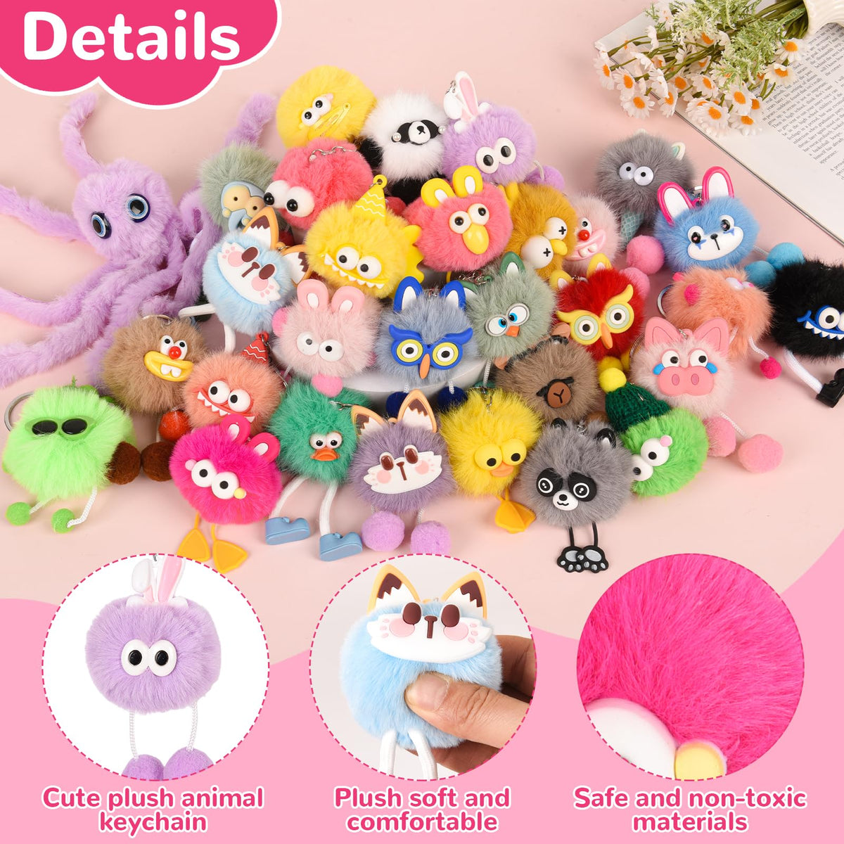 LiYiQ 30 Pcs Cute Plush Keychains Kawaii Keychain Bulk for - LiYiQ Official Imagery - 5