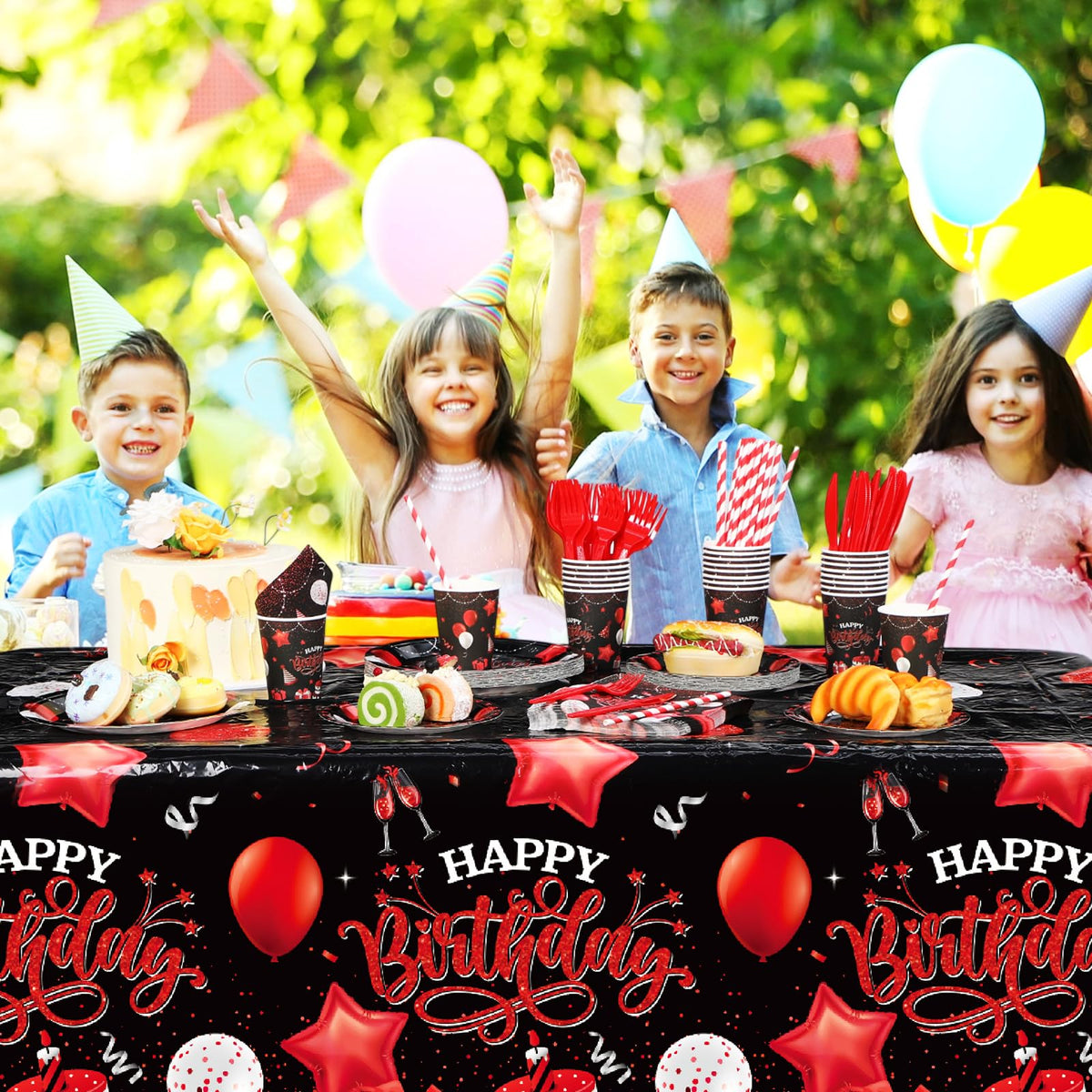 Norme 176 Pcs Black and Red Birthday Tableware Set Birthday - Norme Official Imagery - 7