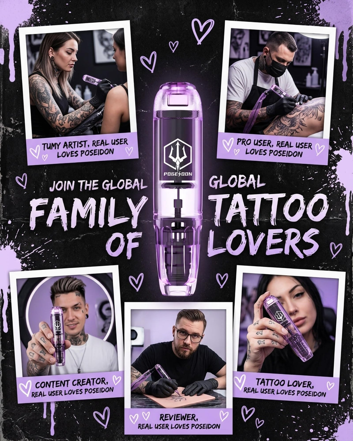 POSEIDON Wireless Tattoo Gun Kit with 2 Batteries for - POSEIDON Official Imagery - 7