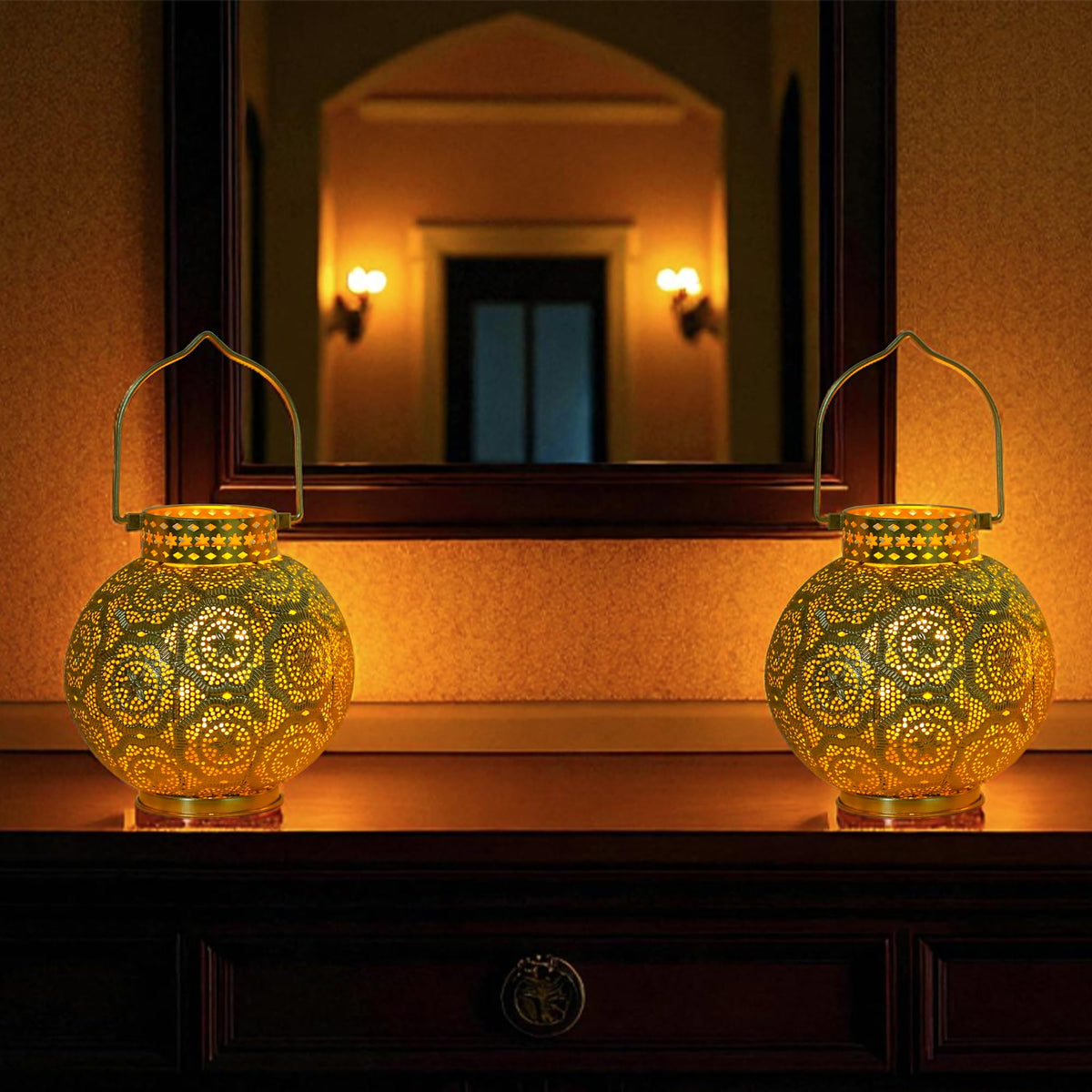 TRIROCKS Set of 2 Moroccan Style Metal Table Lamp 7 High - TRIROCKS Official Imagery - 8