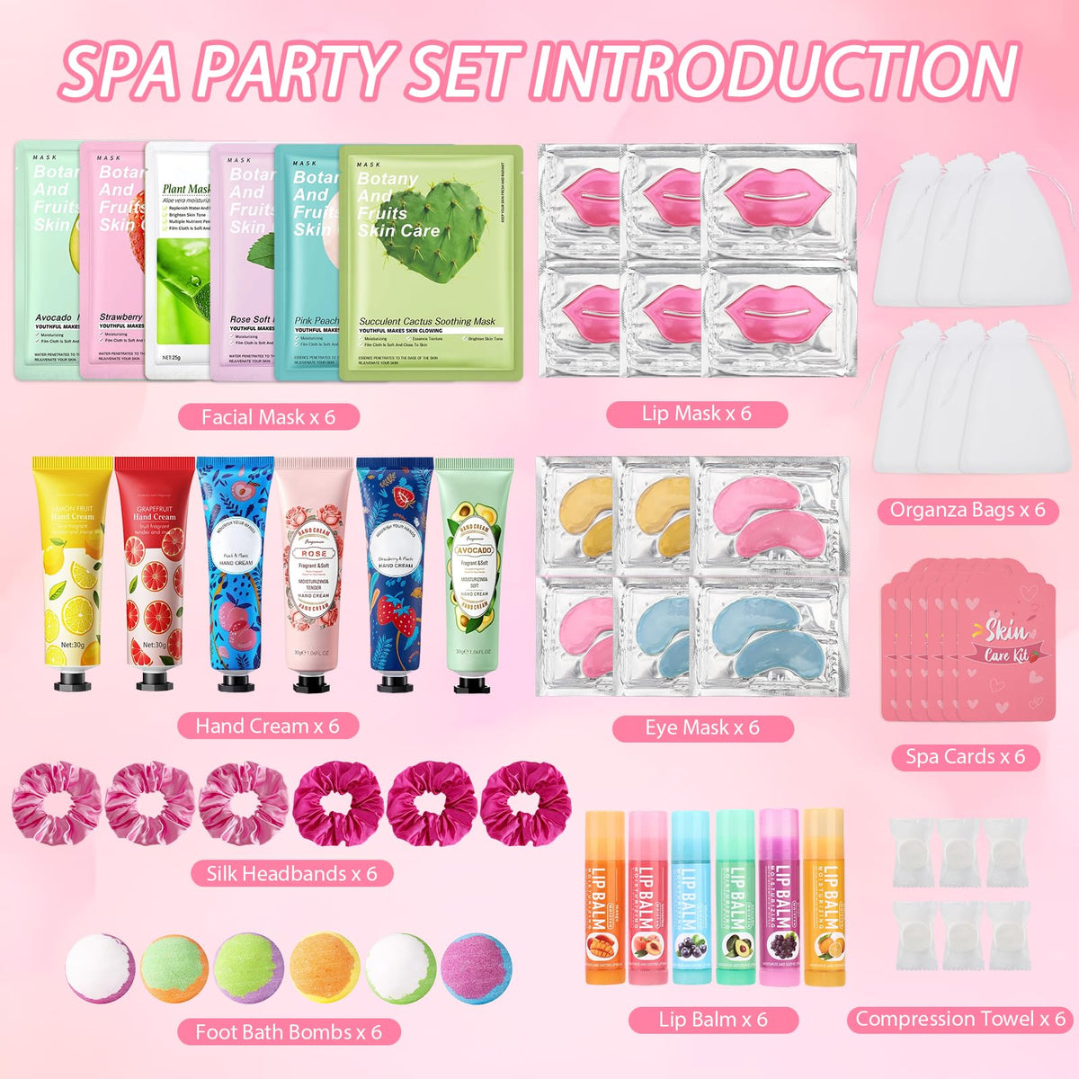 60PCS Spa Party Supplies for Girls Include Facial Masks Lip - Jutqut Official Imagery - 3