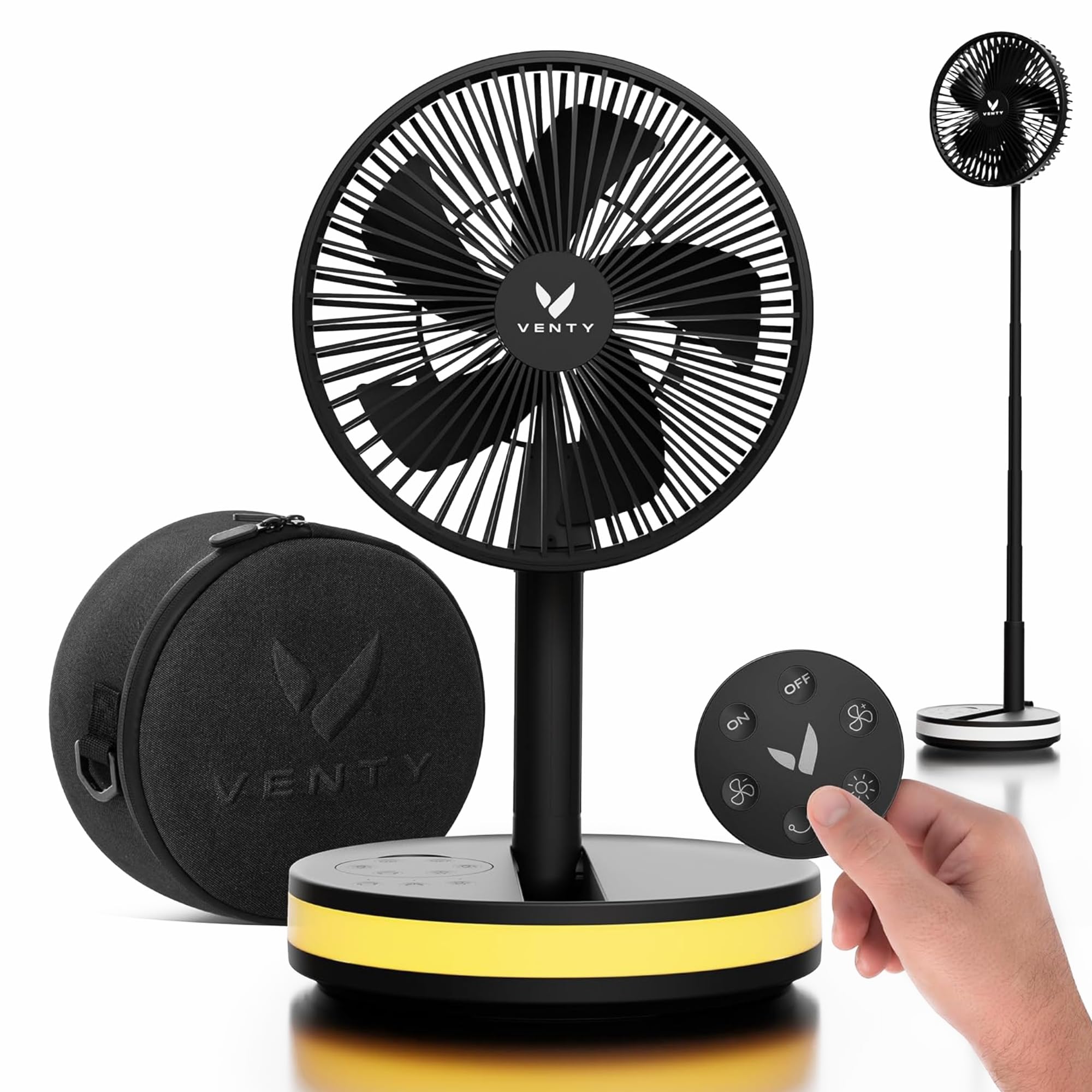 VENTY Portable Fan - Wireless Battery Operated Fan - 4 Speeds - - Product Imagery