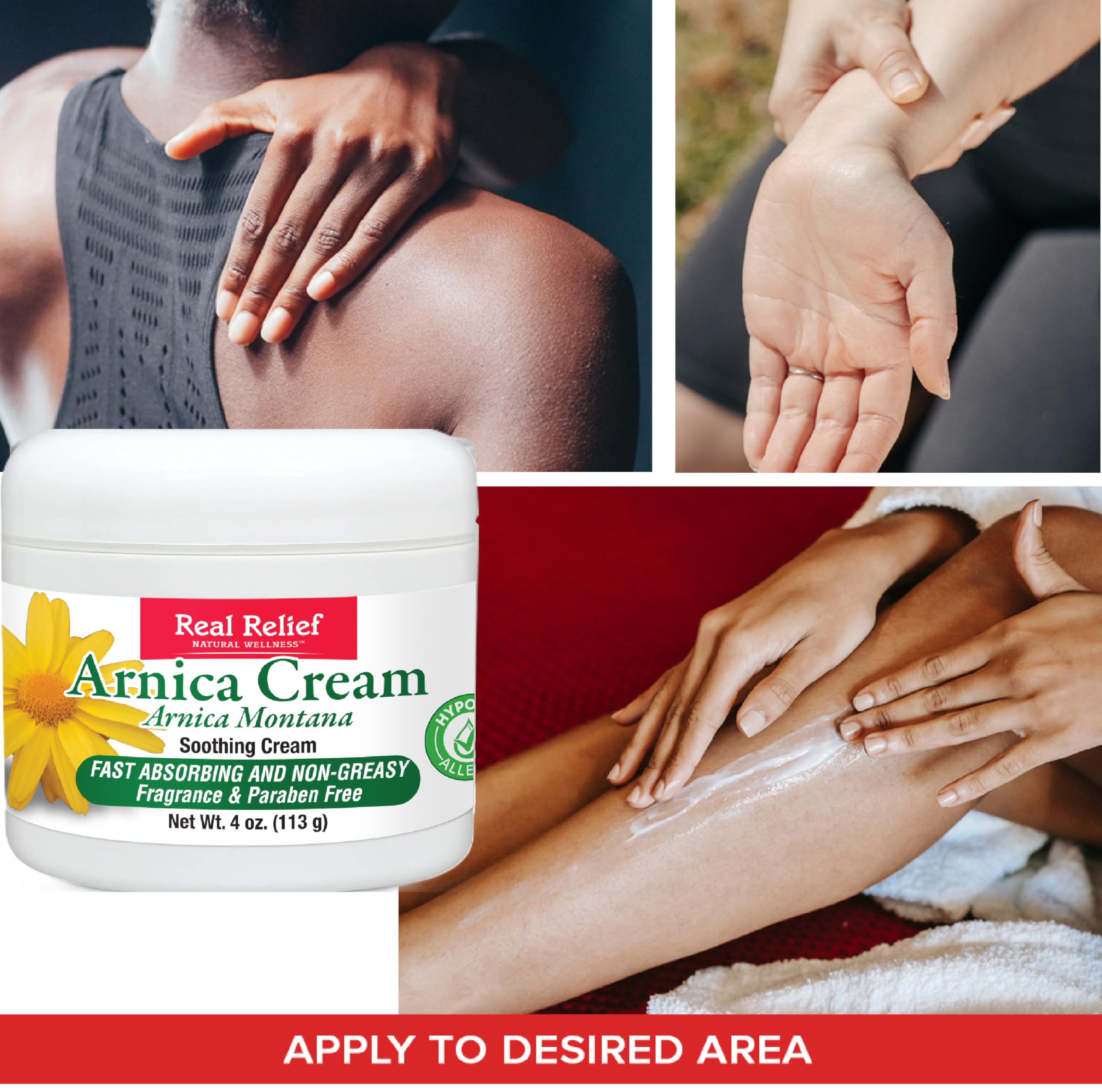 Real Relief Arnica Cream 8oz – Natural Hypoallergenic Cream