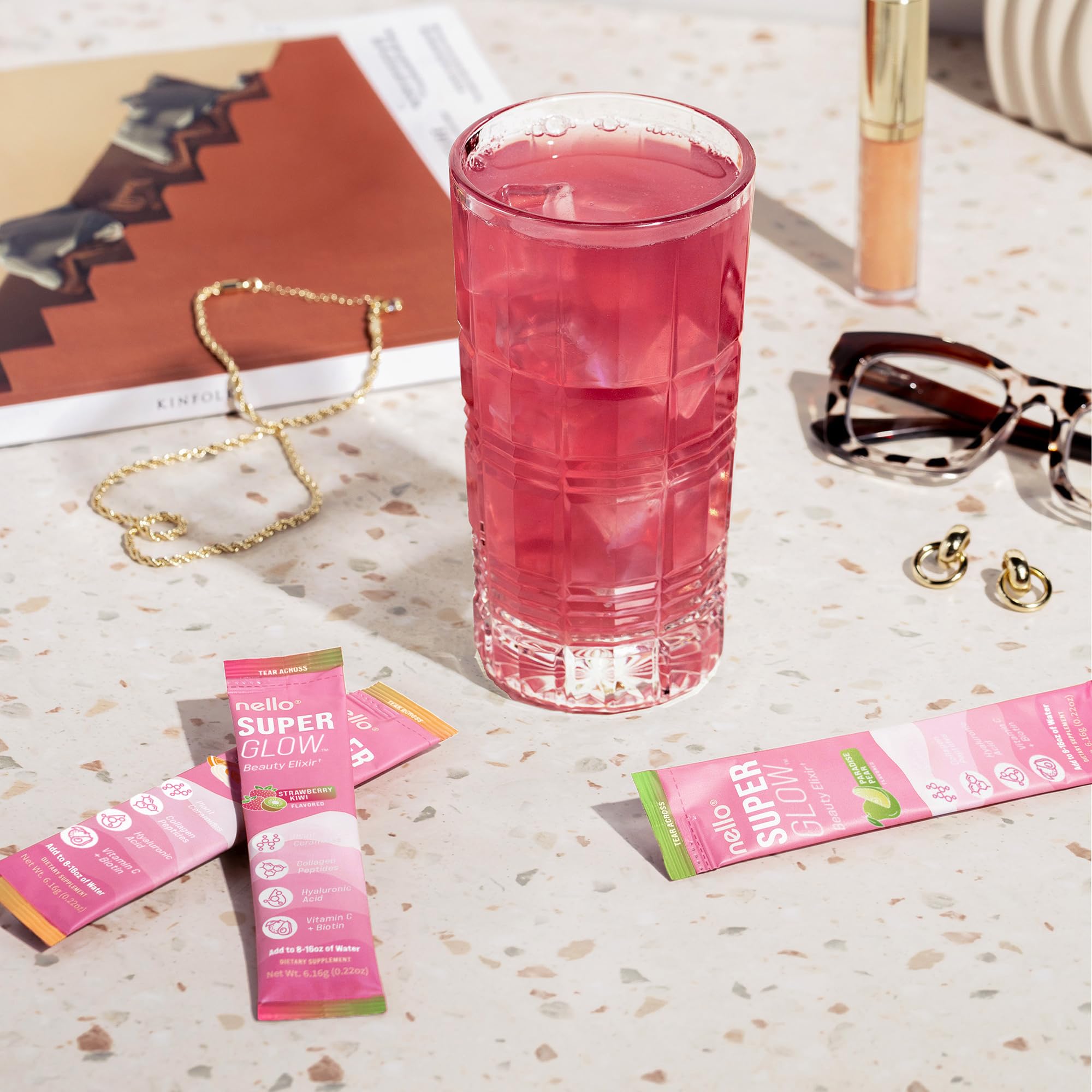 Nello Superglow Powdered Drink Mix Skin Hydration Glow Hair - Nello Official Imagery - 6