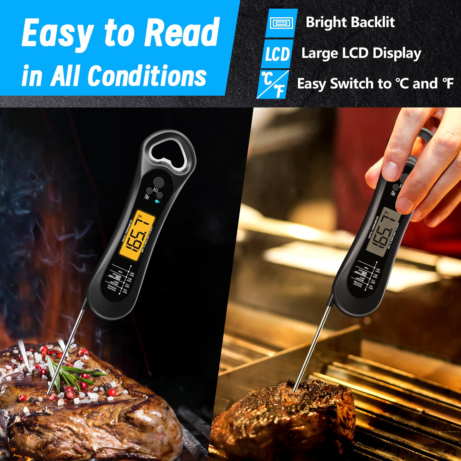 Biison Meat Thermometer Digital, Instant Read Meat Thermometer fo - Biison Official Product View 2