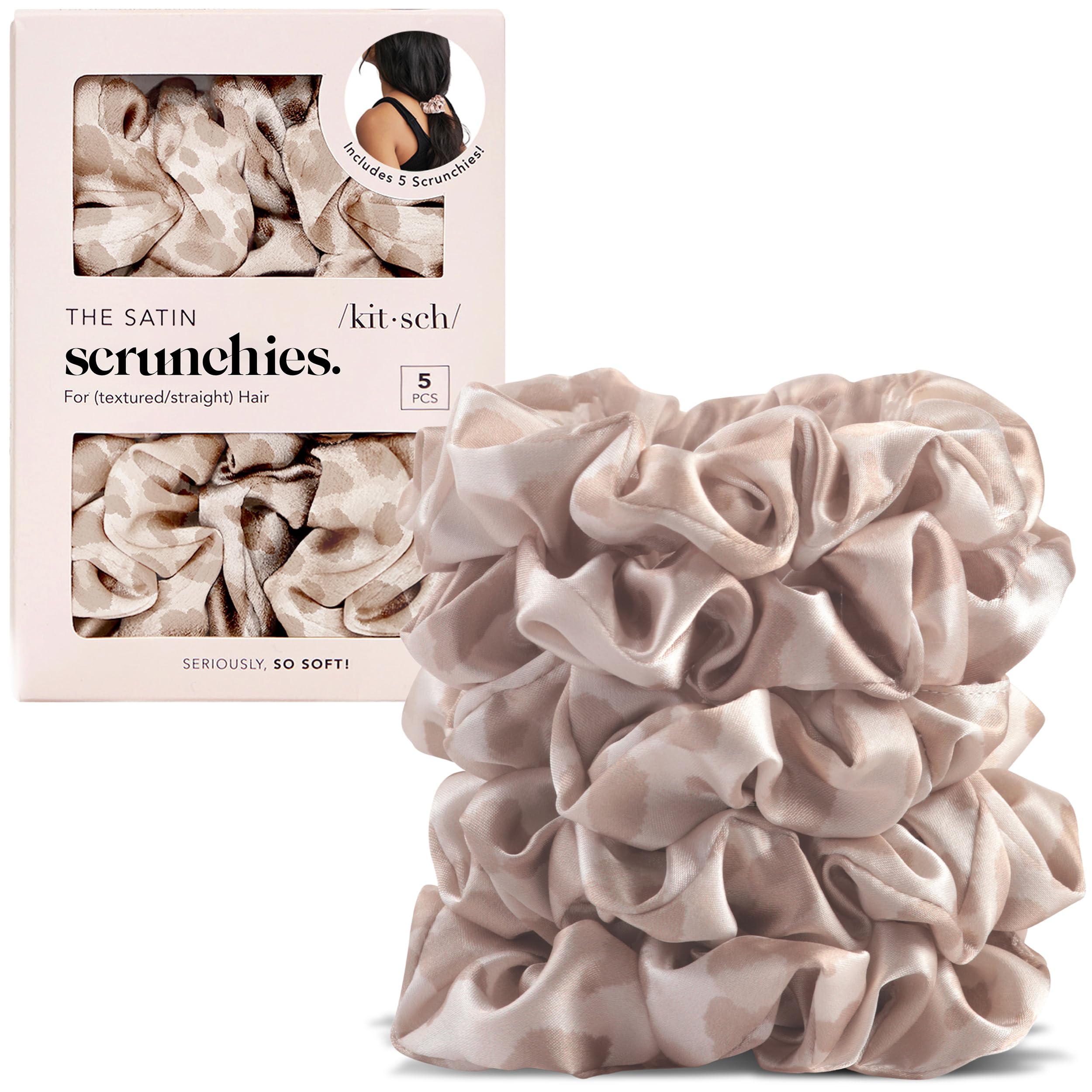 Kitsch Leopard Prints Satin Scrunchies for Women - 5pcs - Elefair Tech Official Product View 2