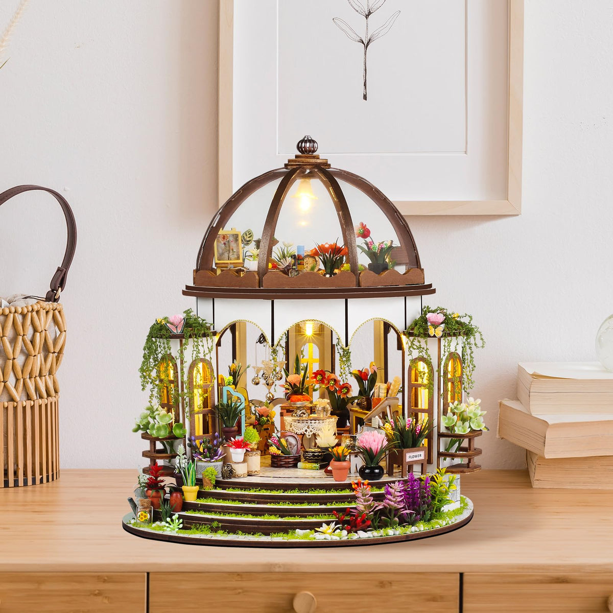 Flower Dollhouse Kit DIY Miniature House Kit LED Lights for - Foyucool Official Imagery - 8