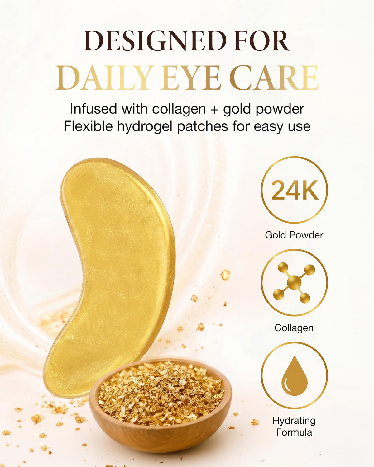 AICHUN BEAUTY 24K Gold Collagen Eye Mask Patches 100 Pack - AICHUN BEAUTY Official Imagery - 6