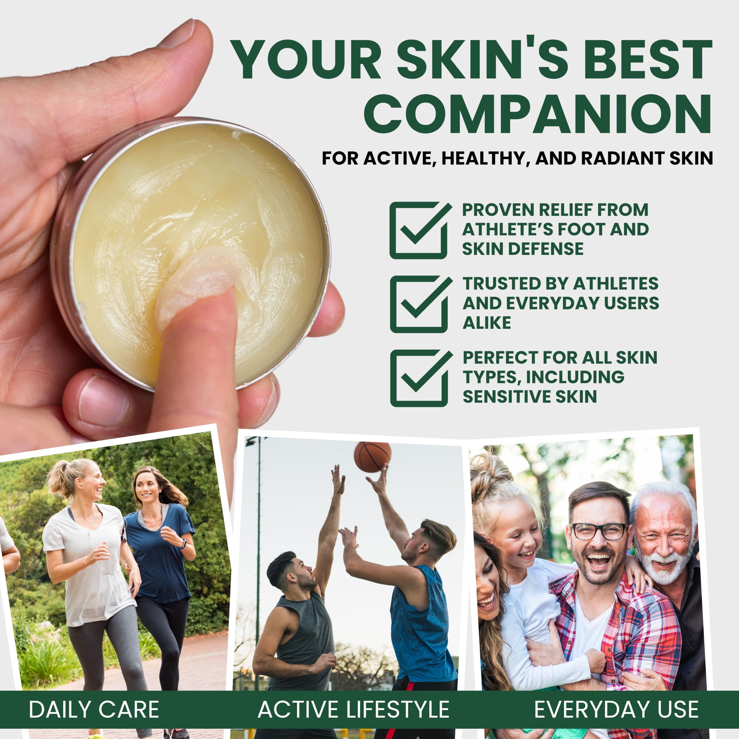Kesmedik Tea Tree Oil Balm in a jar, natural antifungal skin moisturizer for soothing and relief.