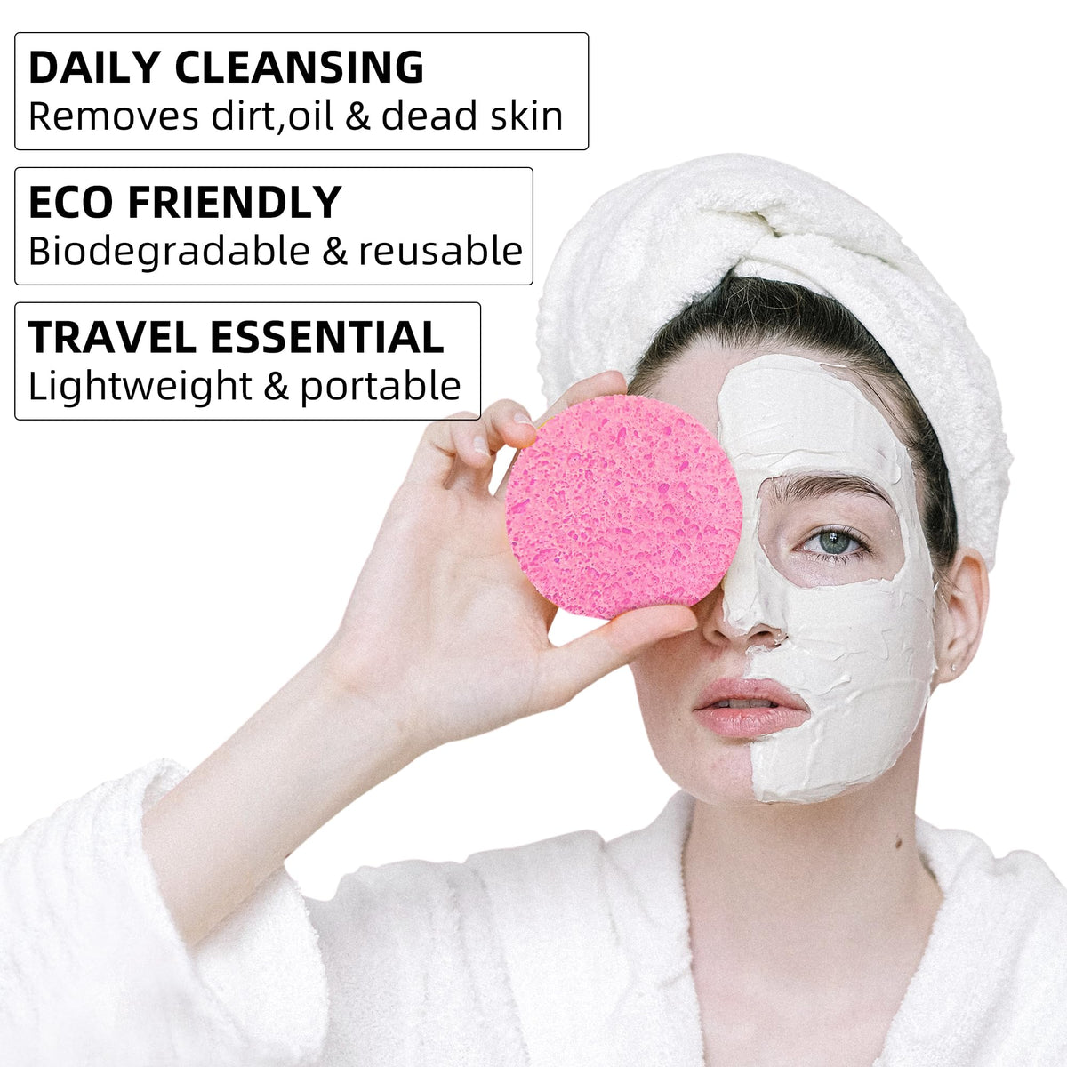 50 Count Compressed Facial sponges for Daily Facial Cleaning - kickleen Official Imagery - 5