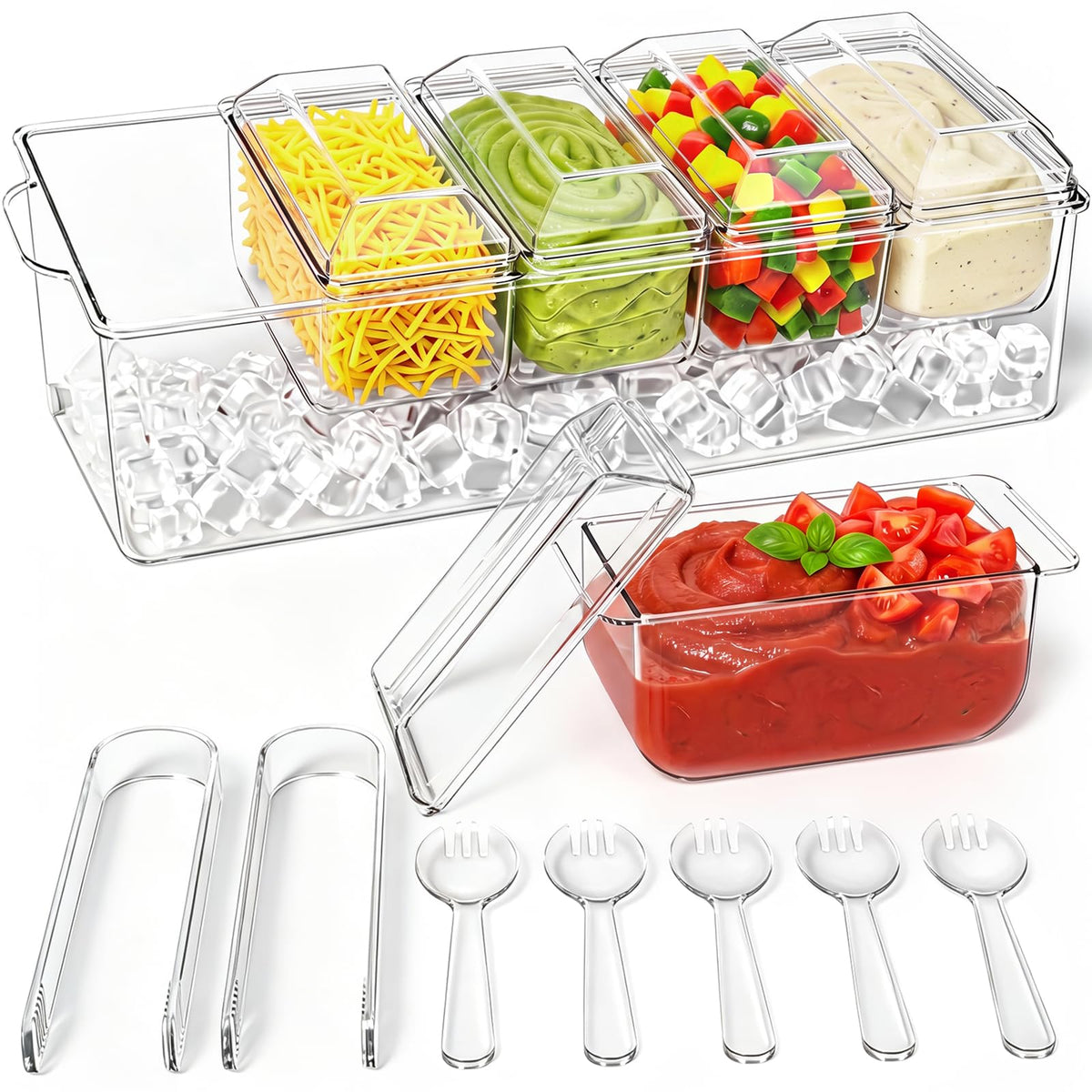 ARSTPEOE Condiment Tray Chilled Condiment Server Bar - ARSTPEOE Official Imagery - 1