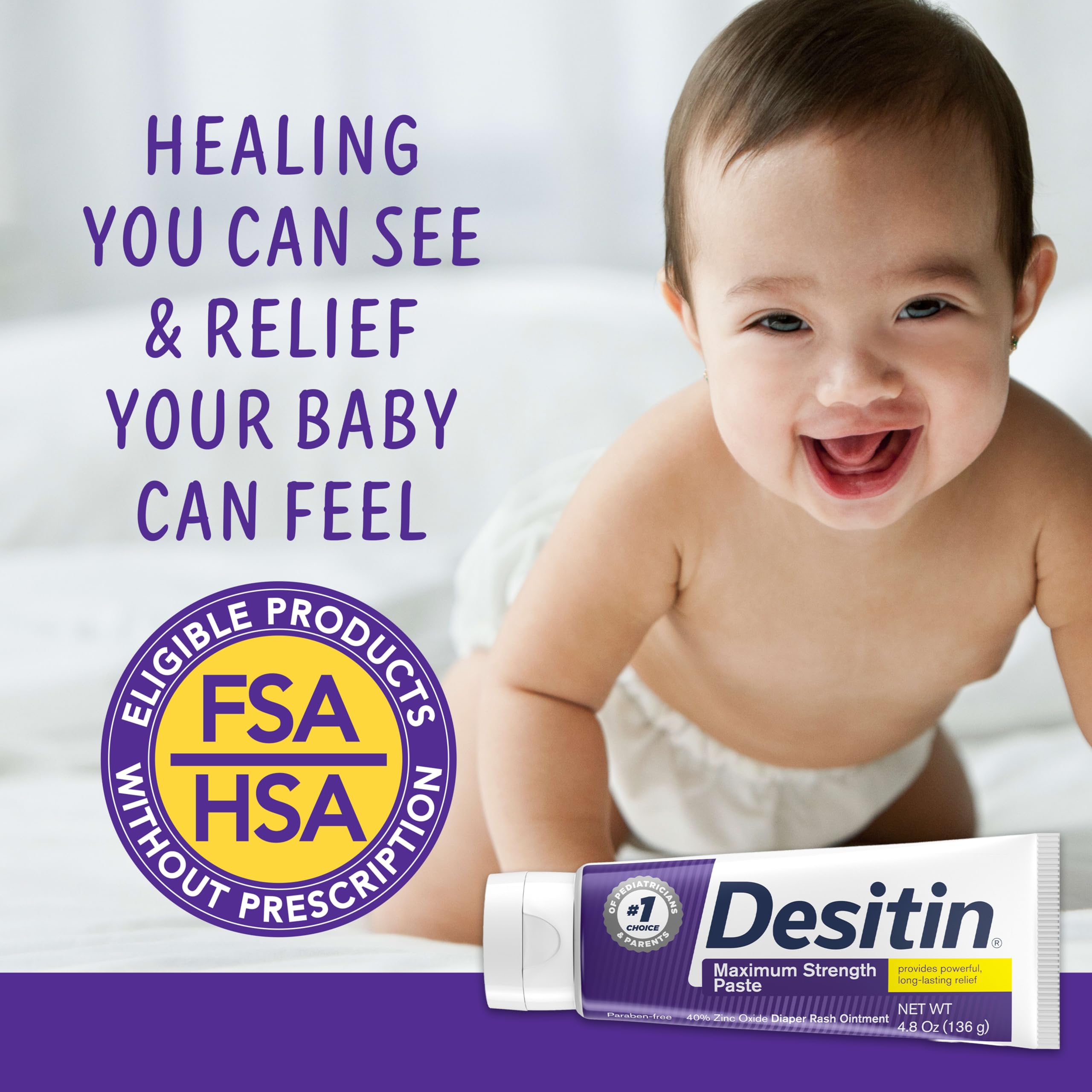 Desitin Maximum Strength Diaper Rash Paste, 40% Zinc Oxide, 4.... - Elefair Tech Official Product View 6