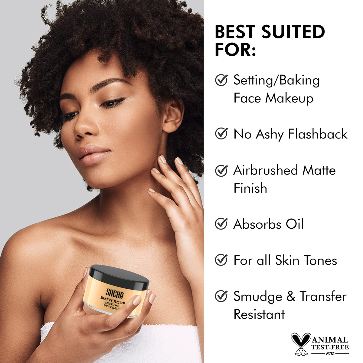 Sacha Buttercup Setting Powder Medium to Deep Skin Tones - Sacha Cosmetics Official Imagery - 4