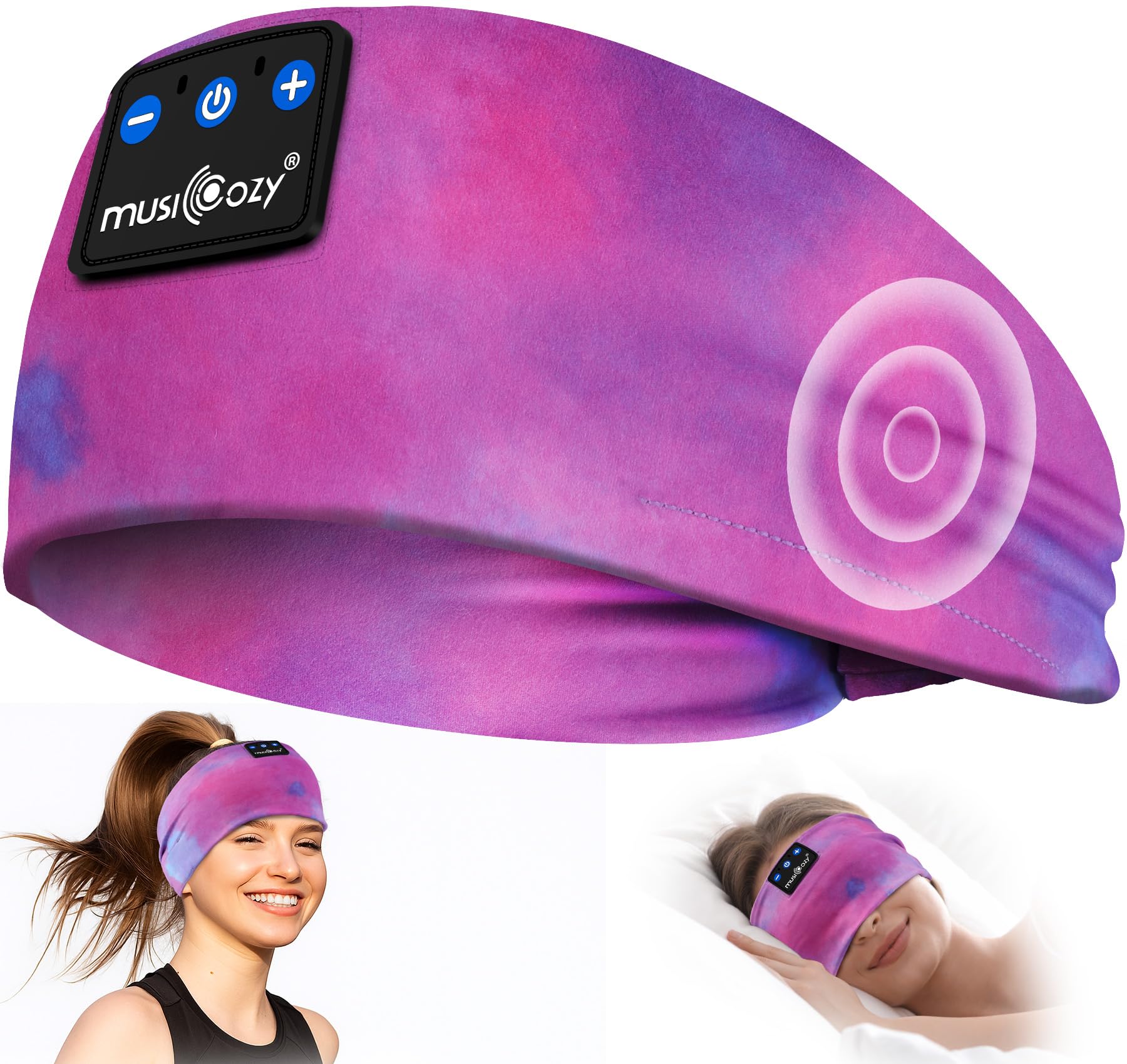 MUSICOZY Sleep Headphones Tie-Dye Bluetooth Headband Headphone fo by MUSICOZY - Angle View 1