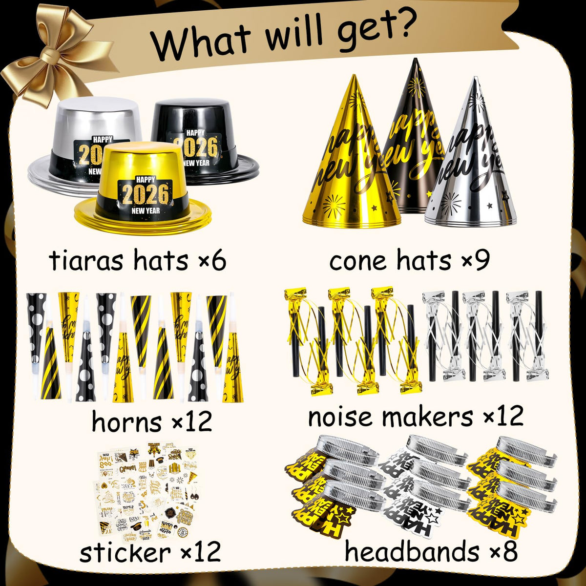 2026 New Years Eve Party Supplies 60 Pcs New Year Eve Party - TOTSHOM Official Imagery - 3